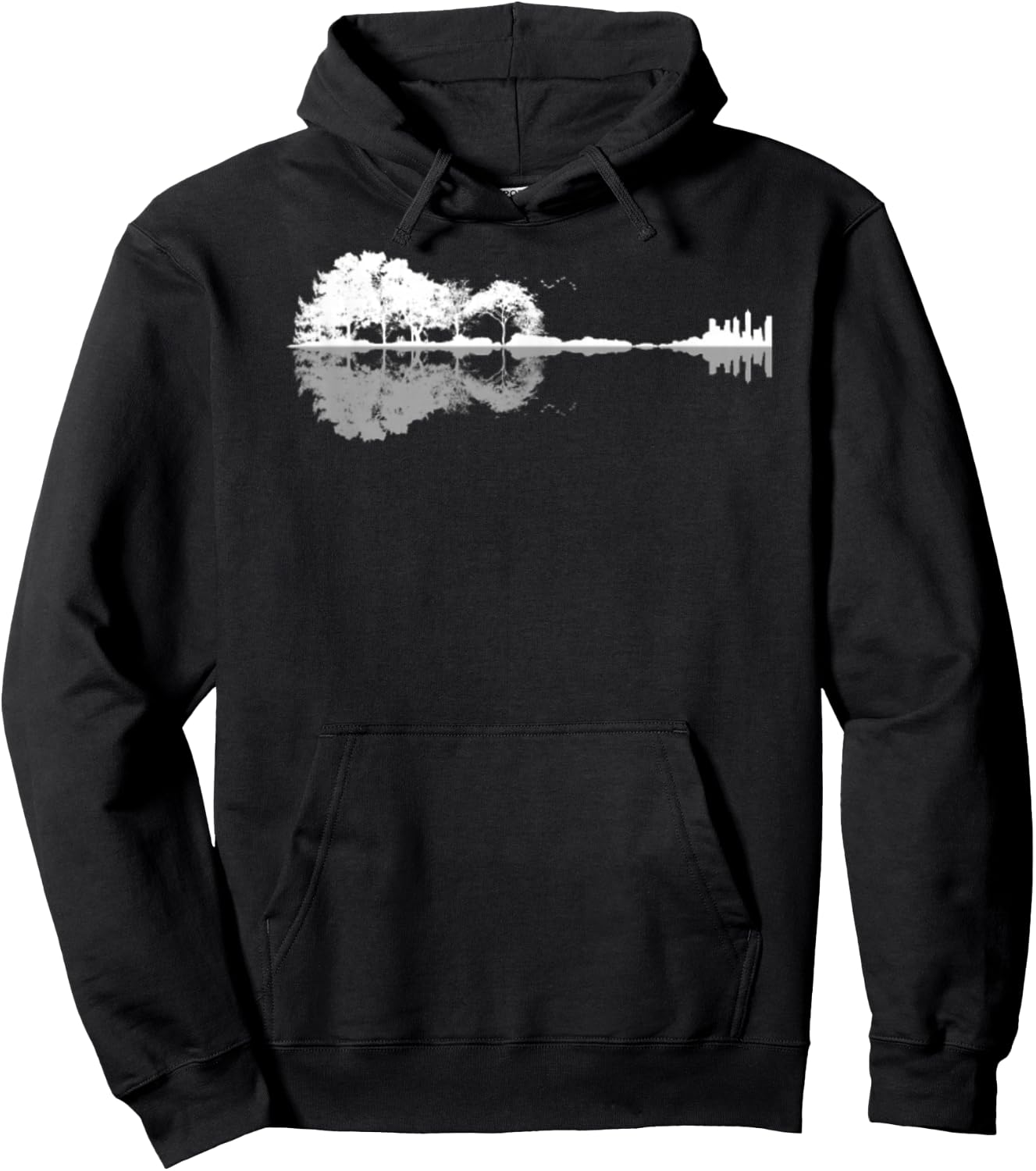 Galeriedruc Acoustic Guitar with Mirror / Forest / Nature Hoodie - Hoodie | Black