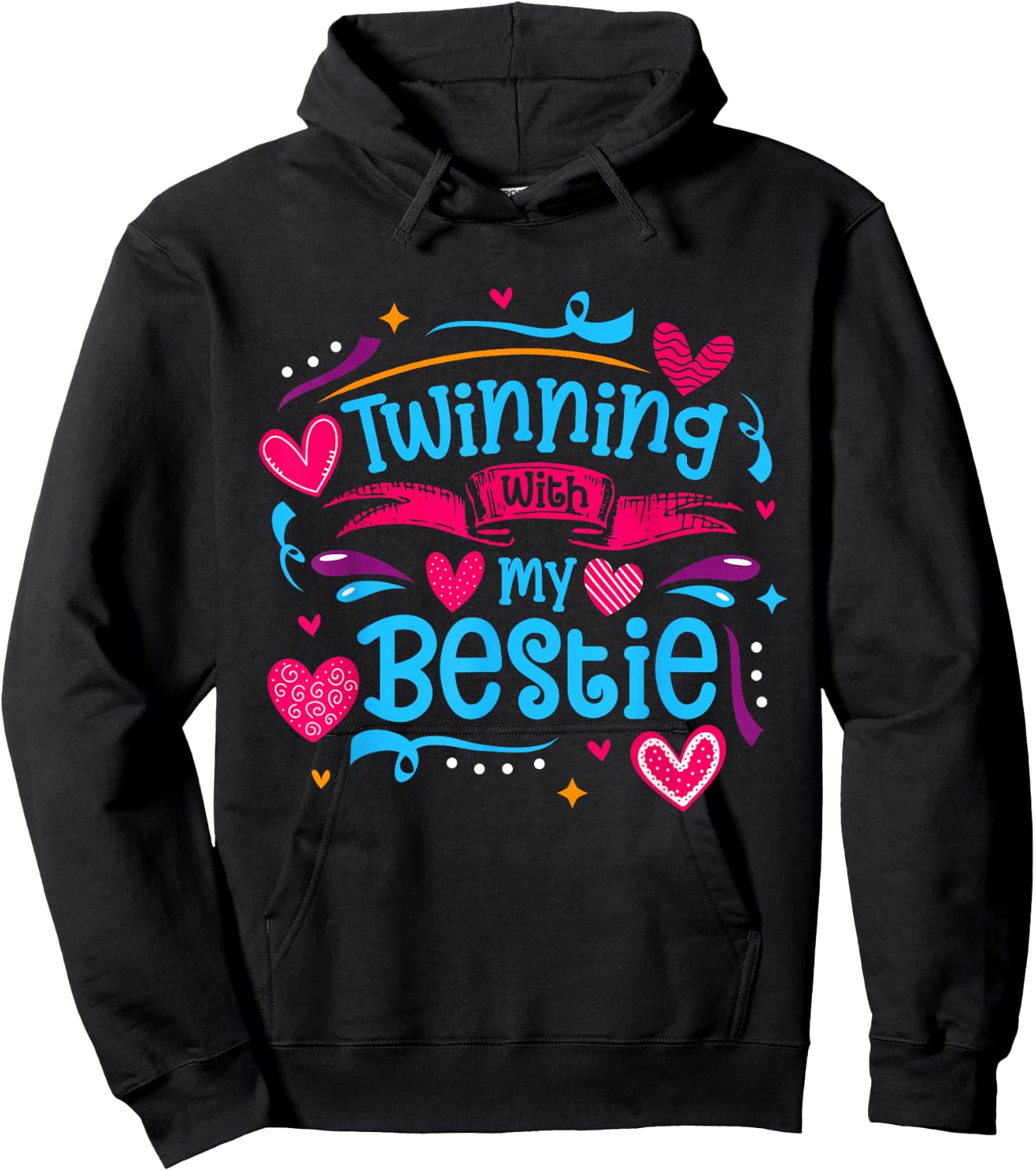 Friendship Twinning With My Bestie Hoodie - Hoodie | Black