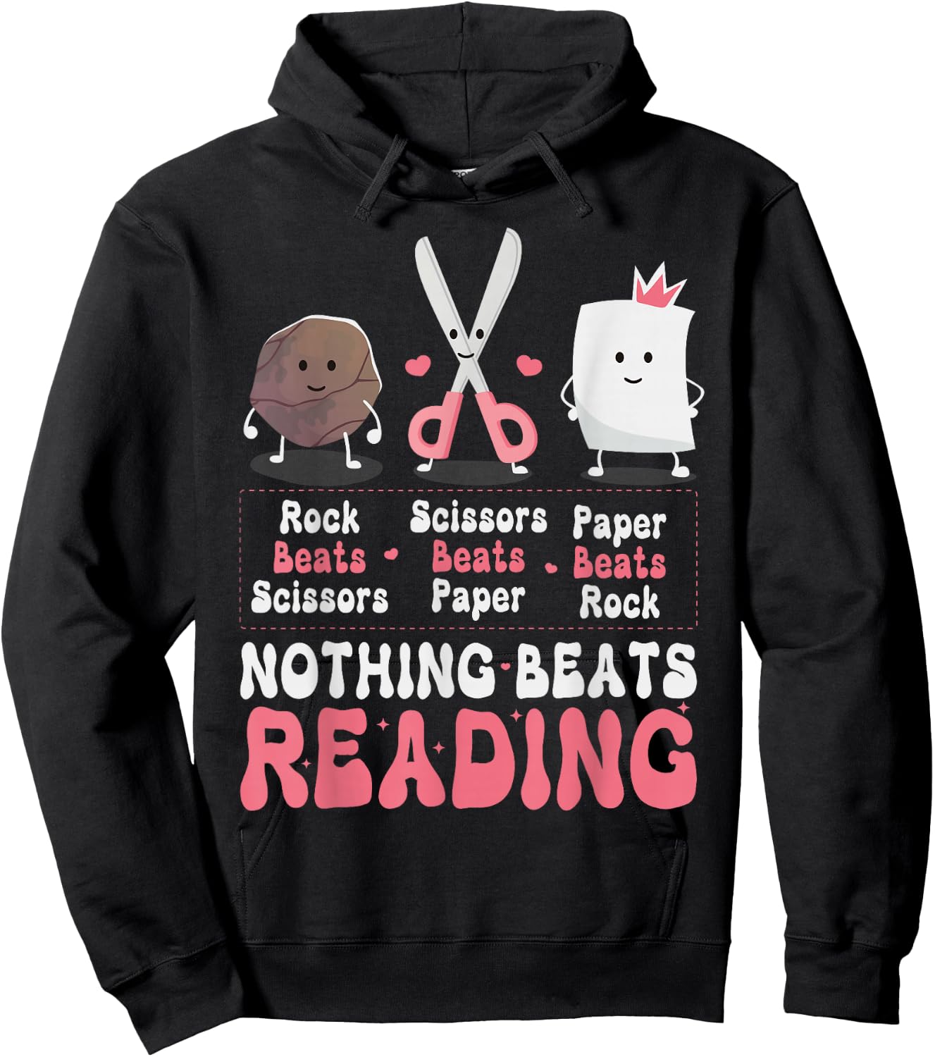 Nothing Beats Reading Book Rock Paper Scissors Funny Kids Hoodie - Hoodie | Black