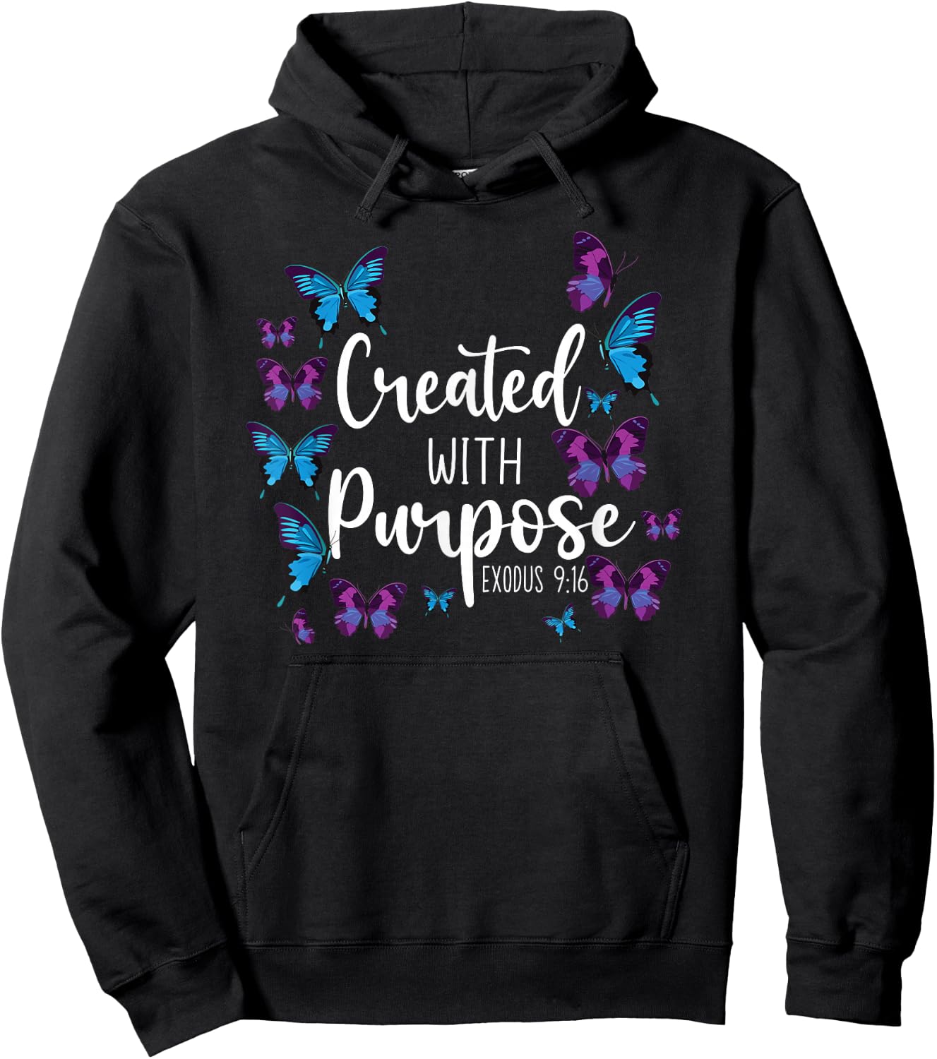 Christian Bible Verse Butterfly Exodus 9:16 Hoodie - Hoodie | Black
