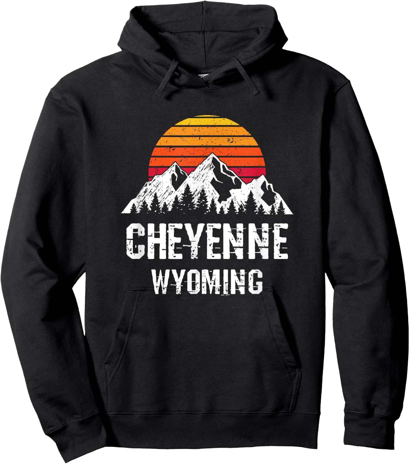 Cheyenne Wyoming Distressed Retro Gift Hoodie - Hoodie | Black