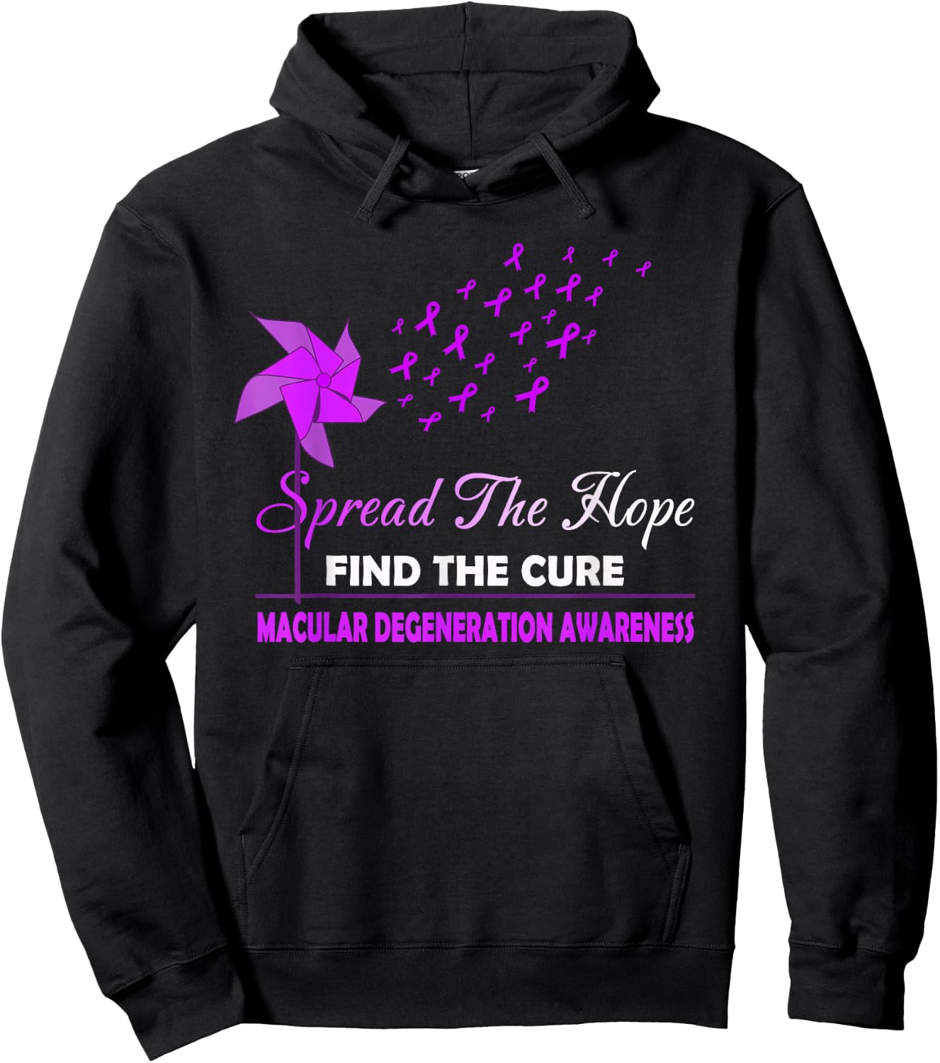 SPREAD THE HOPE MACULAR DEGENERATION Awareness Hoodie - Hoodie | Black