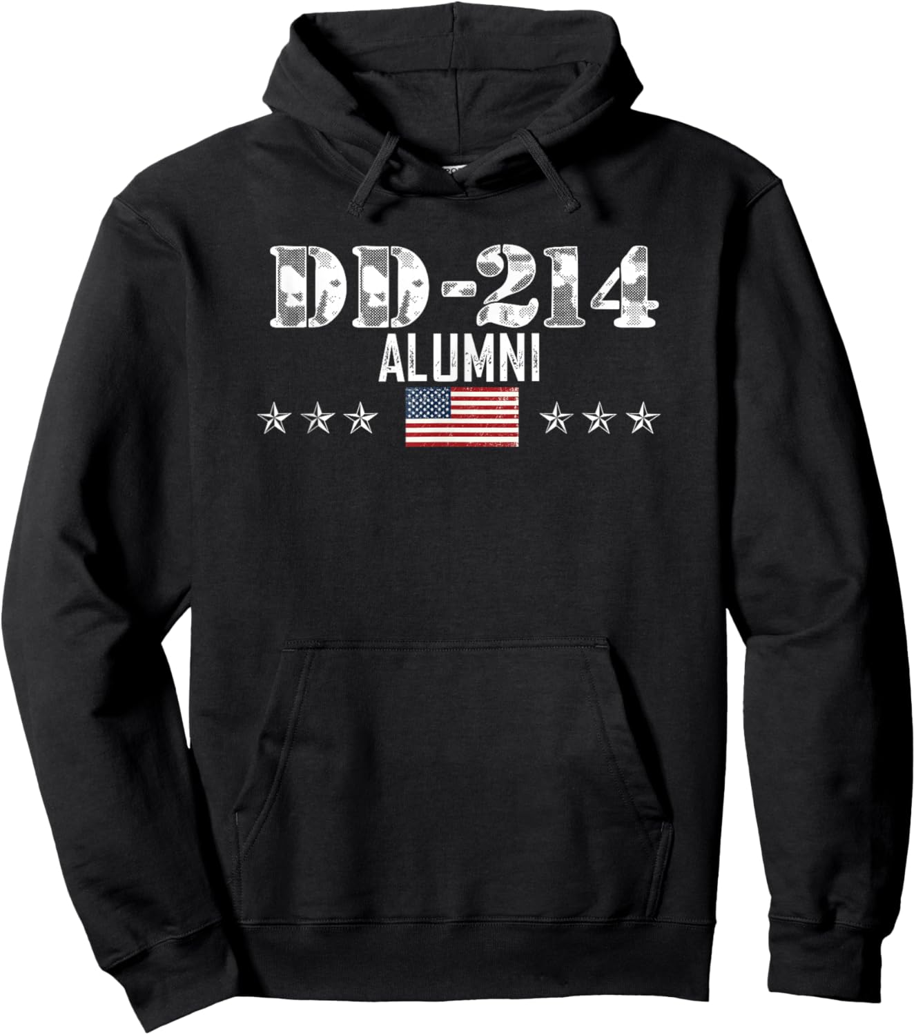 Vintage DD214 T Gift USA Armed Forces Alumni US Flag Hoodie - Hoodie | Black