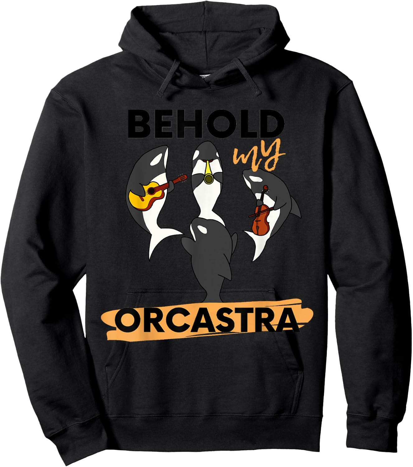 Funny Orca Orcastra Graphic Killer Whale Pun Gift Hoodie - Hoodie | Black