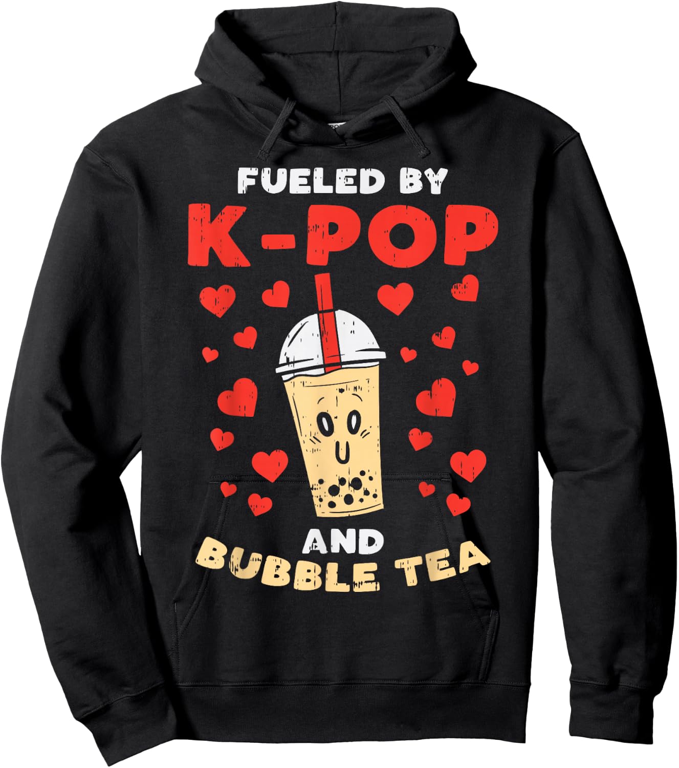 Fueled By K-Pop Bubble Tea Cute Korean Women Girls Teen Gift Hoodie - Hoodie | Black