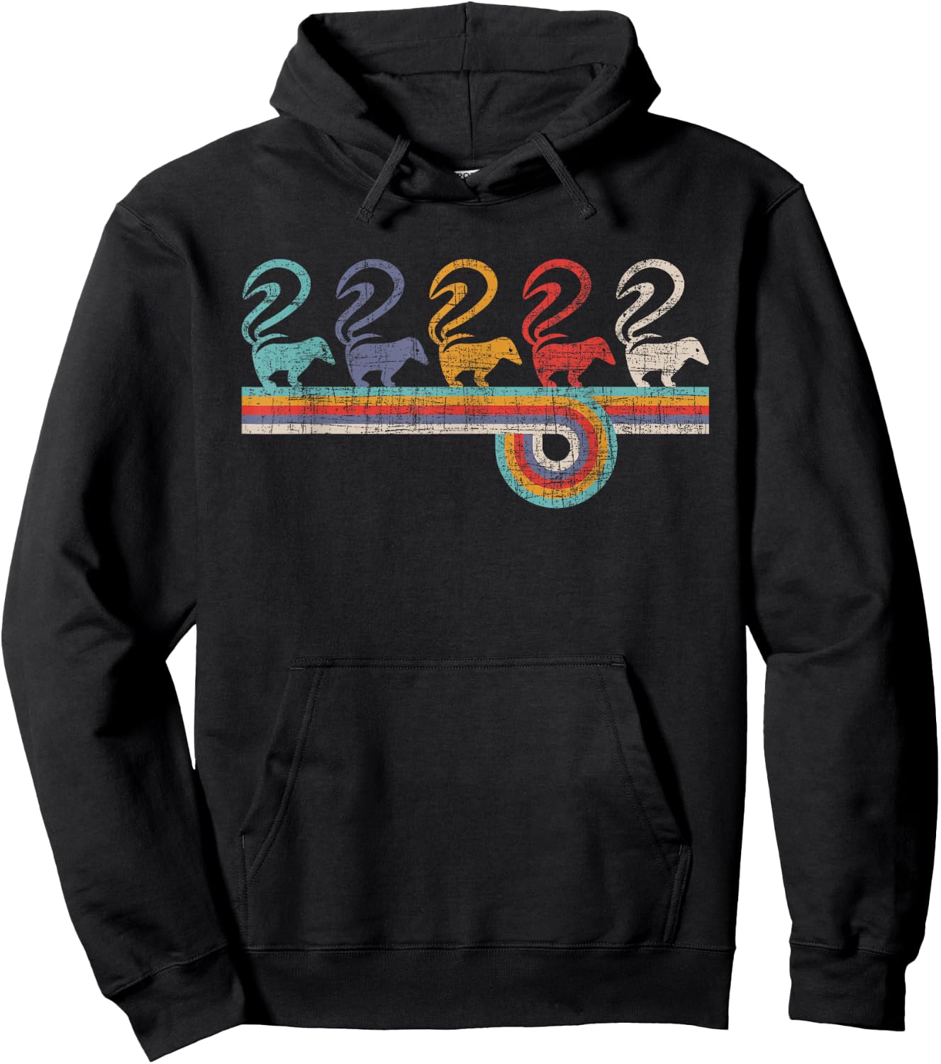 Retro Vintage Skunk - Animal Lover Zookeeper Zoologist Hoodie - Hoodie | Black