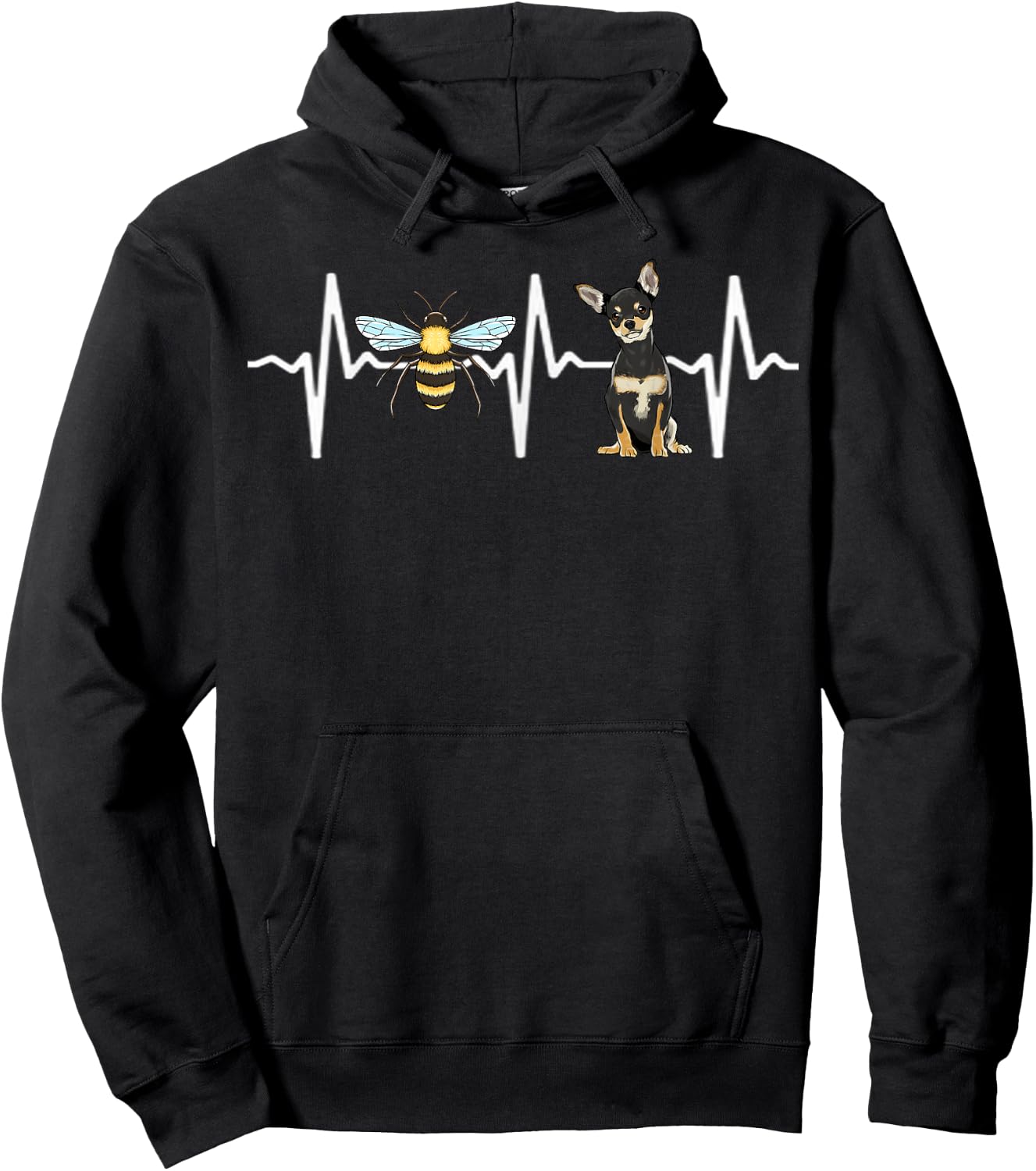 Honey Bee Black Chihuahua Heartbeat Dog Lover Hoodie - Hoodie | Black