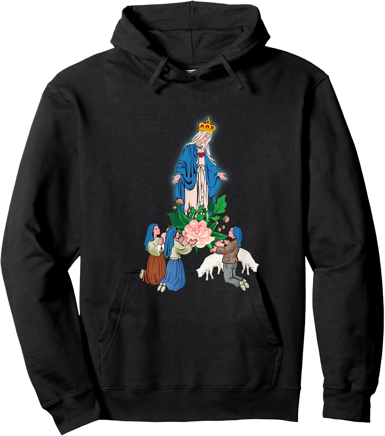 Our Lady of Fatima And The Little Shepherds Hoodie - Hoodie | Black