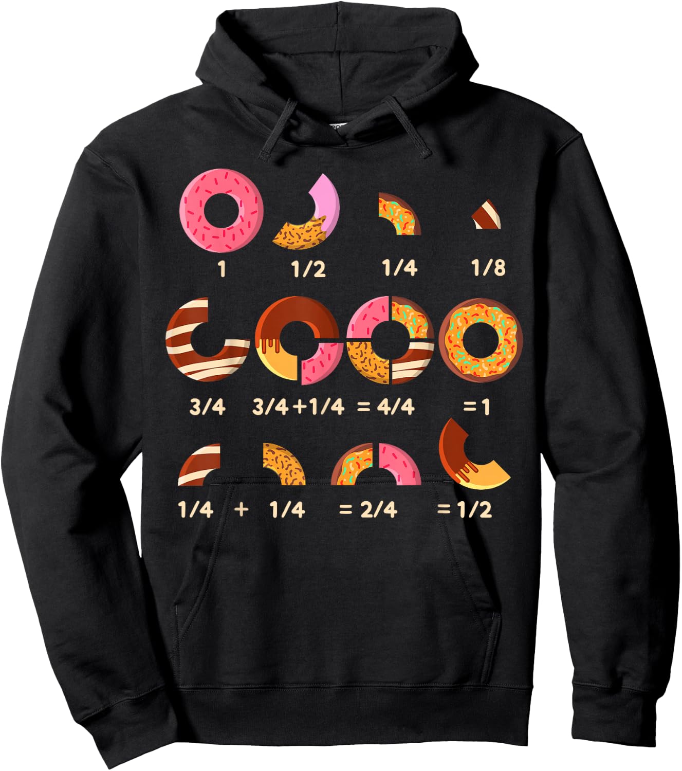 Donut Quick Math Fractions Donuts Math Teachers Hoodie - Hoodie | Black