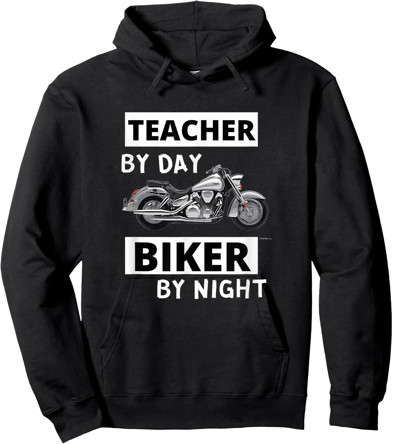 Teacher by Day Biker by Night - Motorcycle Rider Funny Hoodie - Hoodie | Black