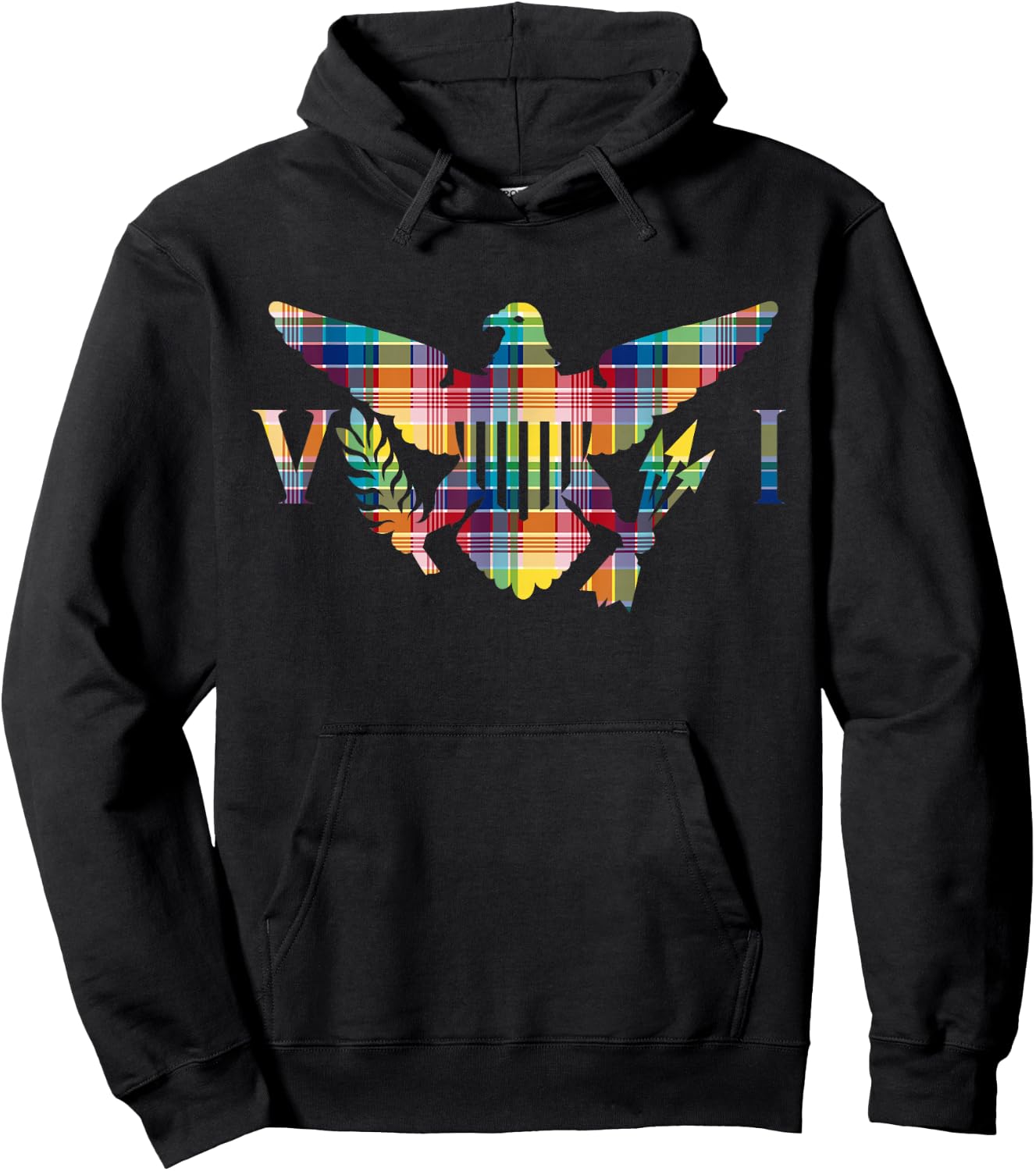 Official Virgin Islands Madras VI Flag Hoodie - Hoodie | Black