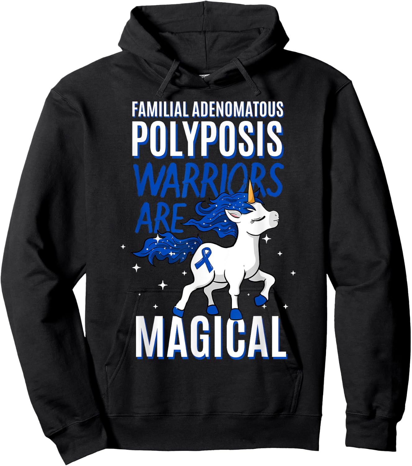 Familial Adenomatous Polyposis Warrior FAP Awareness Unicorn Hoodie - Hoodie | Black