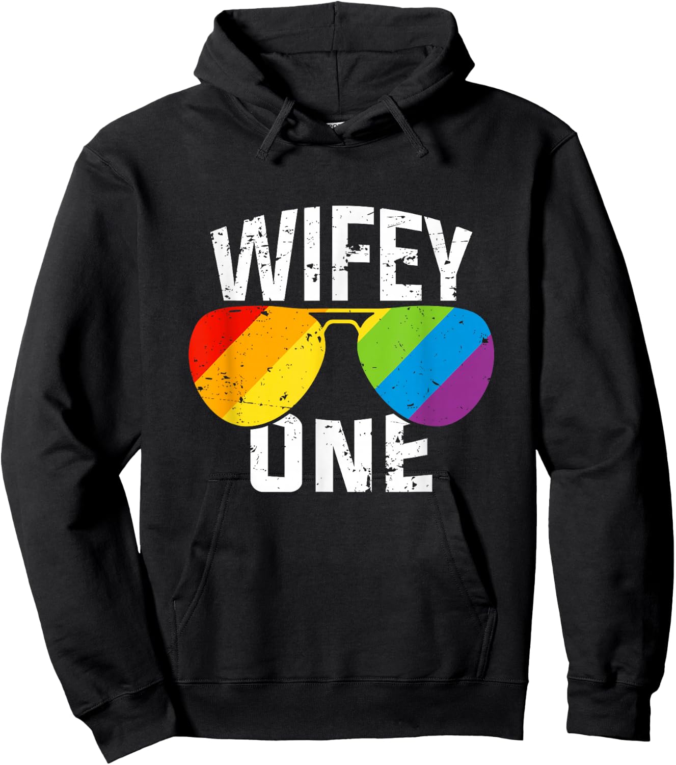 Lesbian Pride Wifey One Bride Matching Couples Gift Shirt Hoodie - Hoodie | Black