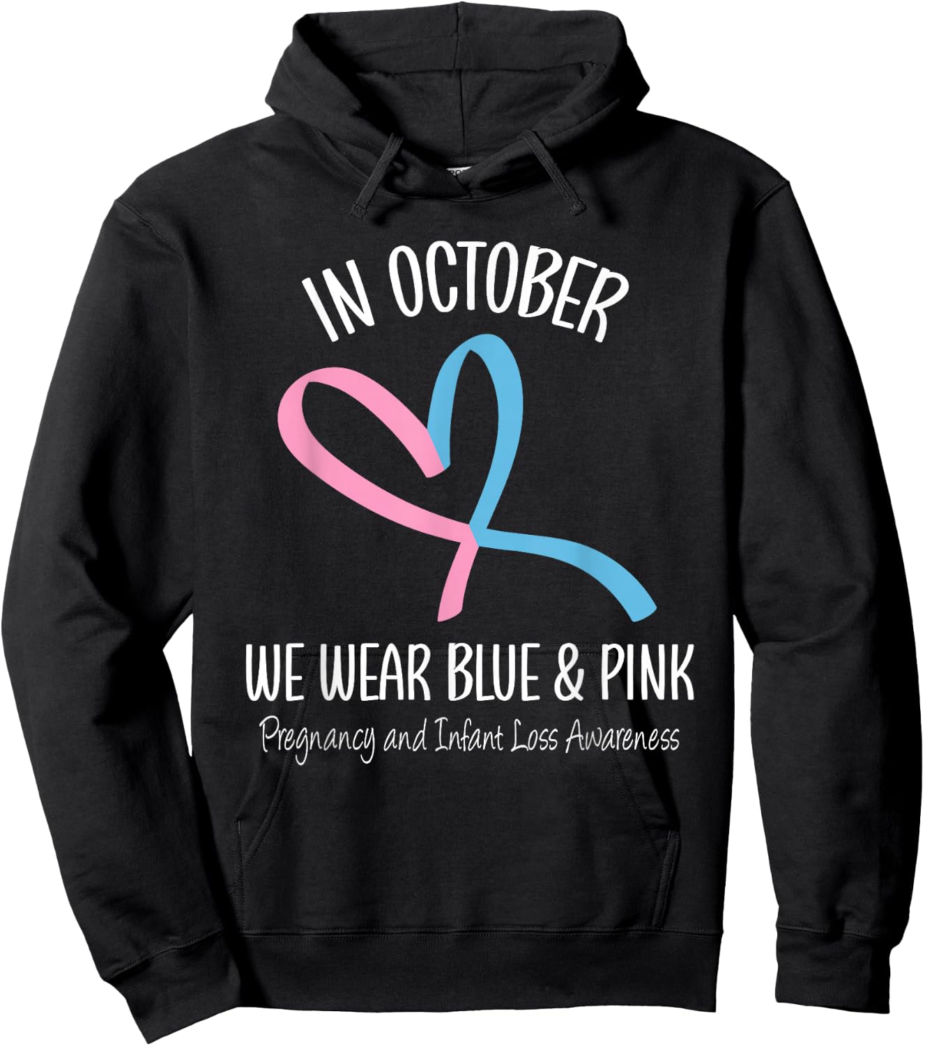 Heart We Wear Blue Pink Pregnancy and Infant Loss Awareness Hoodie - Hoodie | Black