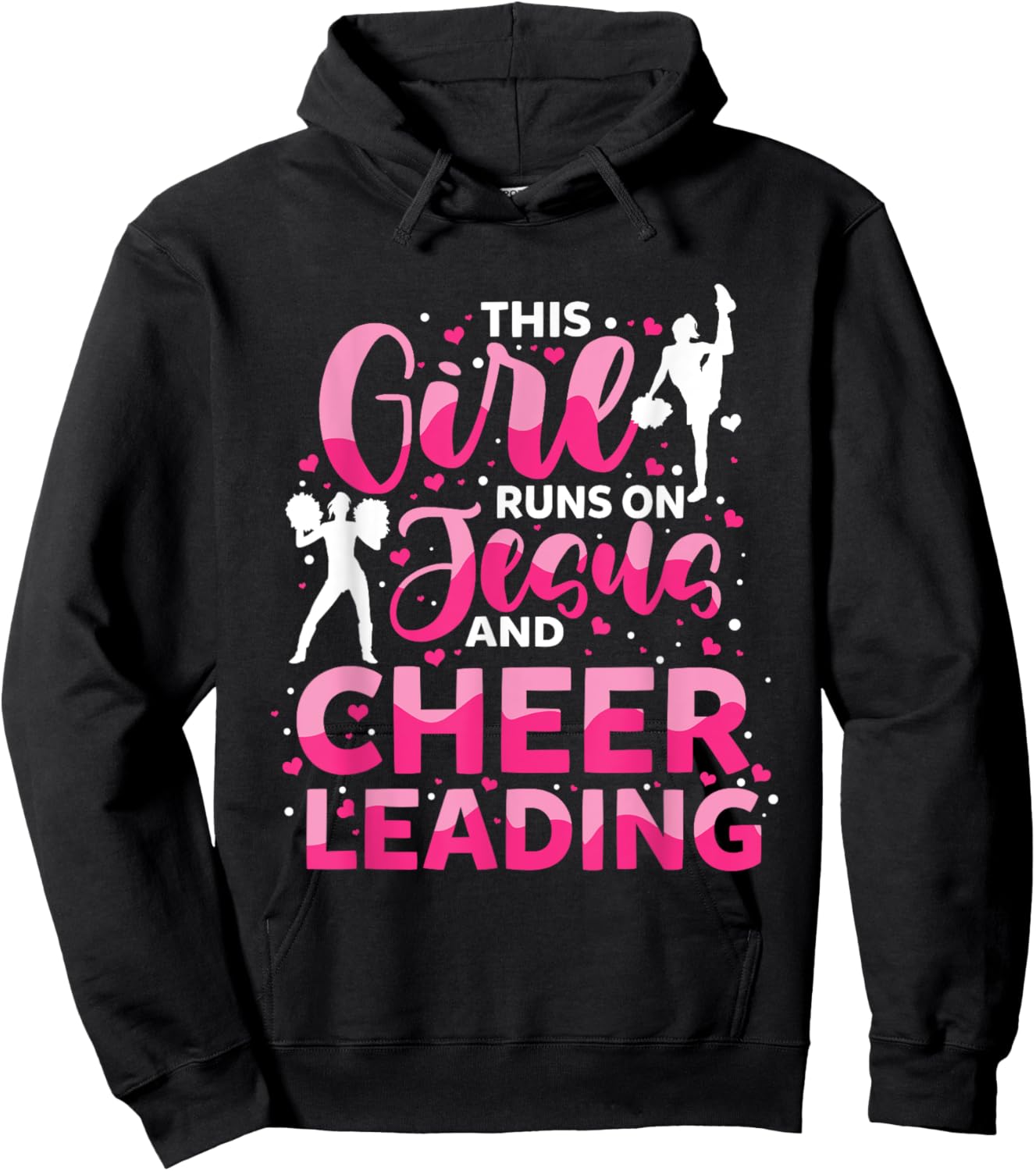 This Girl Runs on Jesus and Cheerleading Hoodie - Hoodie | Black
