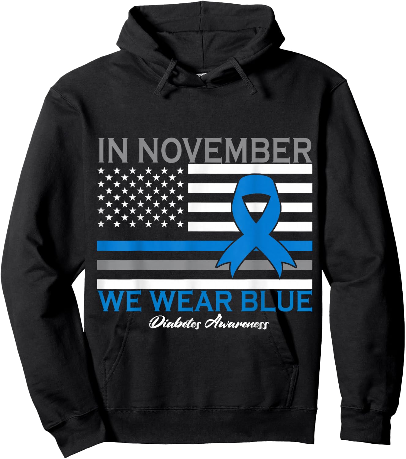 In November we Wear Blue T1D T2D Diabetic Diabetes Awareness Hoodie - Hoodie | Black