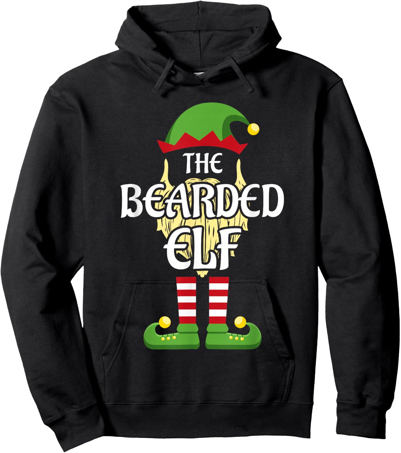 Bearded Elf Family Matching Group Christmas Hoodie - Hoodie | Black