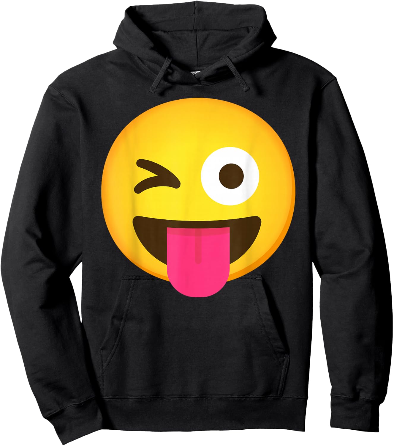 Emoticon Winking Face with Stuck-Out Tongue and Winking Eye Hoodie - Hoodie | Black