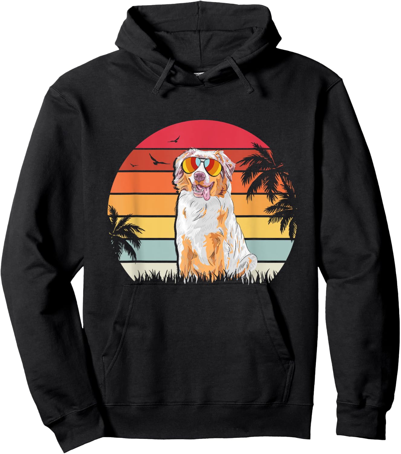 Australian Shepherd Retro style dog lover apparel Hoodie - Hoodie | Black