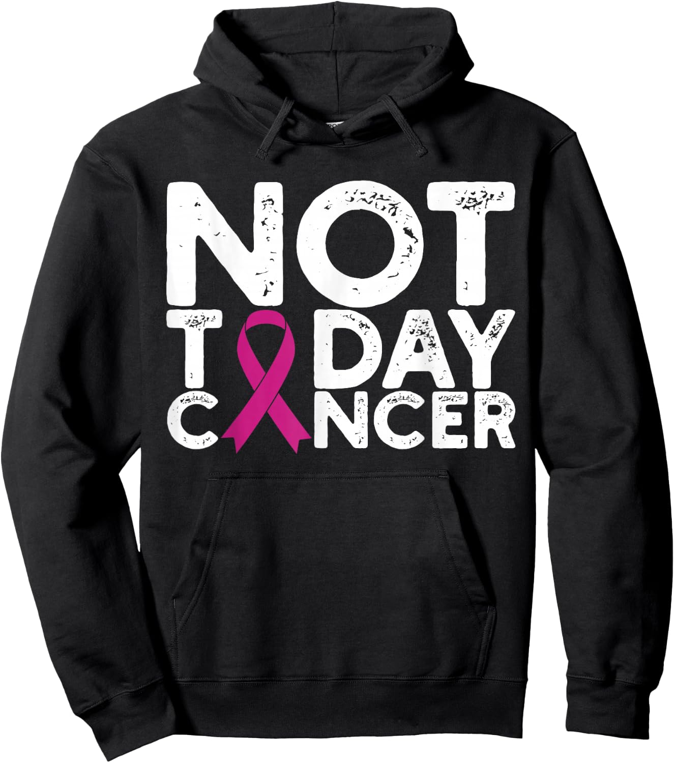 Breast Cancer Awareness Not Today Cancer Pink Ribbon Hoodie - Hoodie | Black