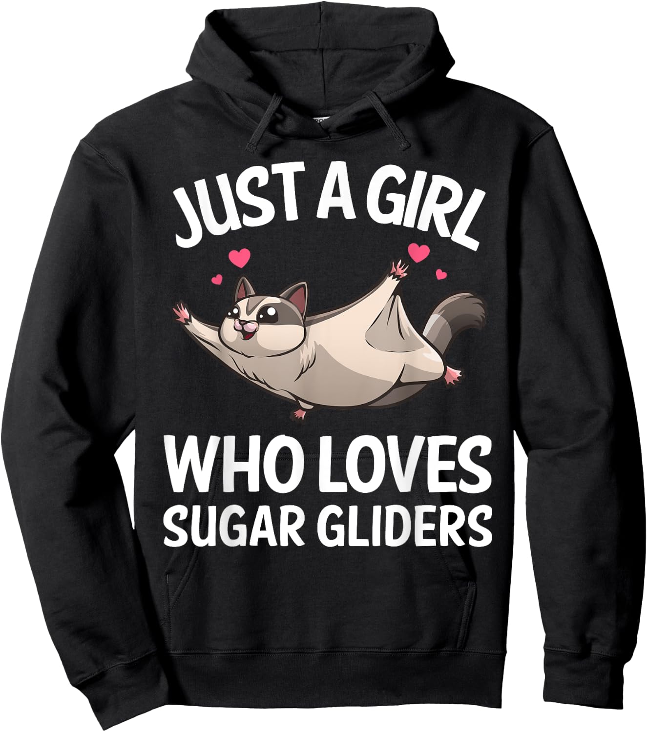 Funny Sugar Glider Design For Girls Women Gliding Animal Hoodie - Hoodie | Black