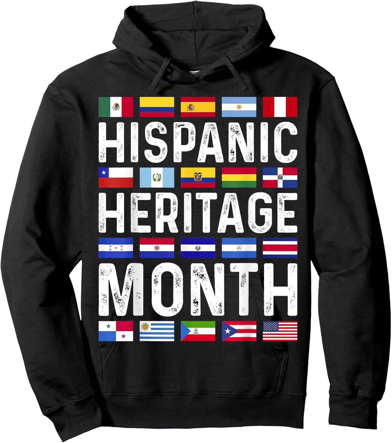 Hispanic Heritage Month National Latino Countries Flags Hoodie - Hoodie | Black