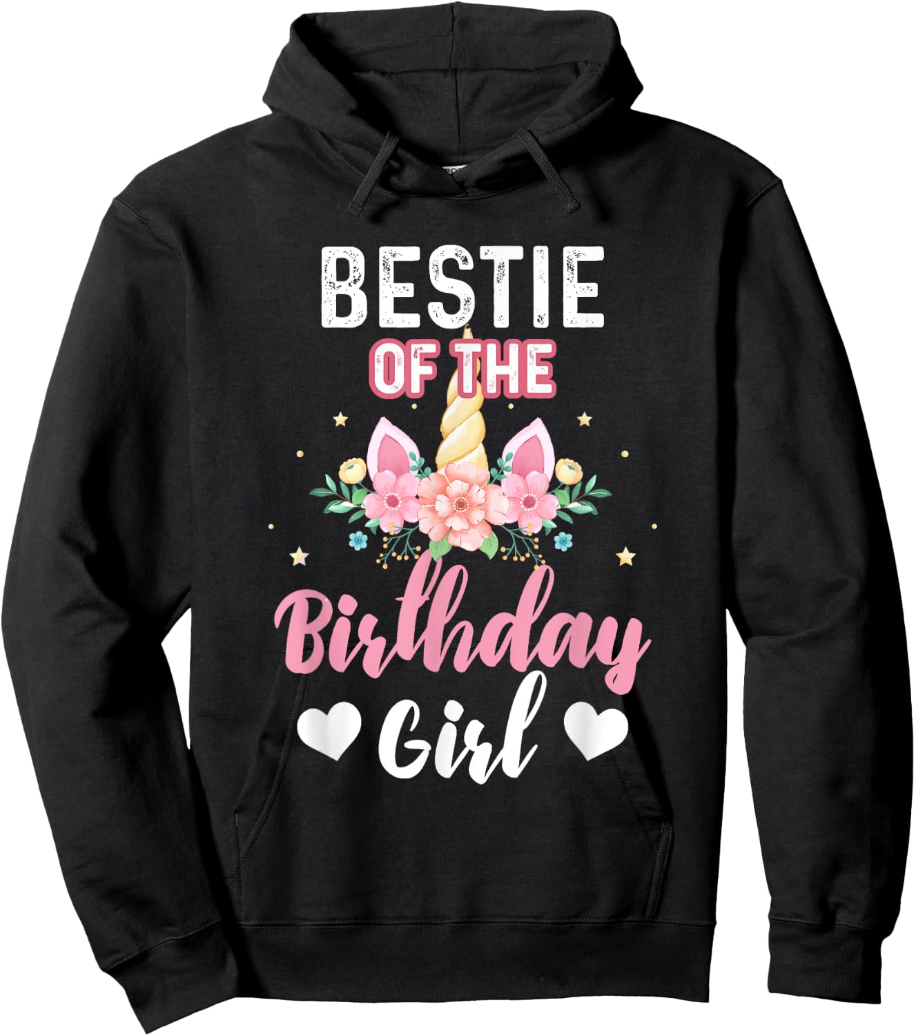 Bestie of the Birthday Girl Unicorn Family Matching Birthday Hoodie - Hoodie | Black