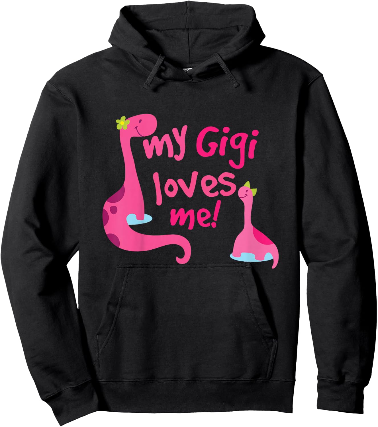 Kids My Gigi Loves Me Cute Granddaughter Dinosaur Hoodie - Hoodie | Black