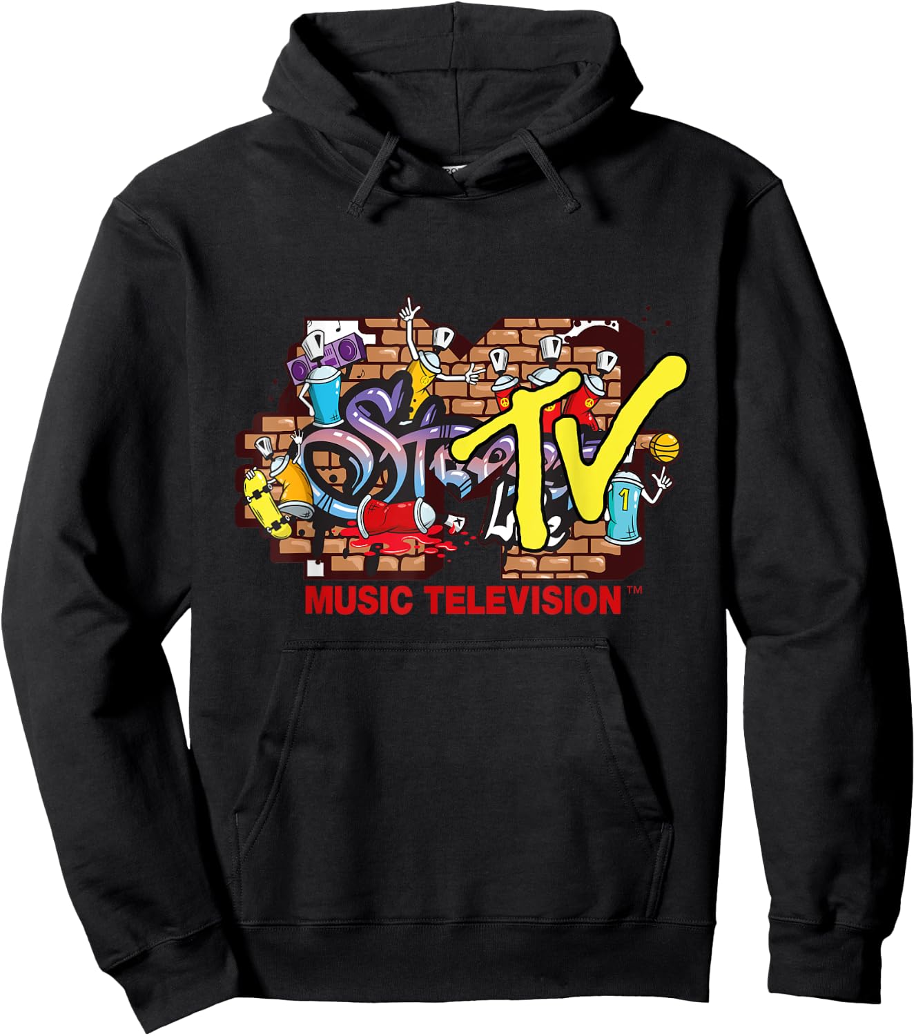 Mademark x MTV - The official MTV Logo in streetwear style with graffiti wall Hoodie - Hoodie | Black