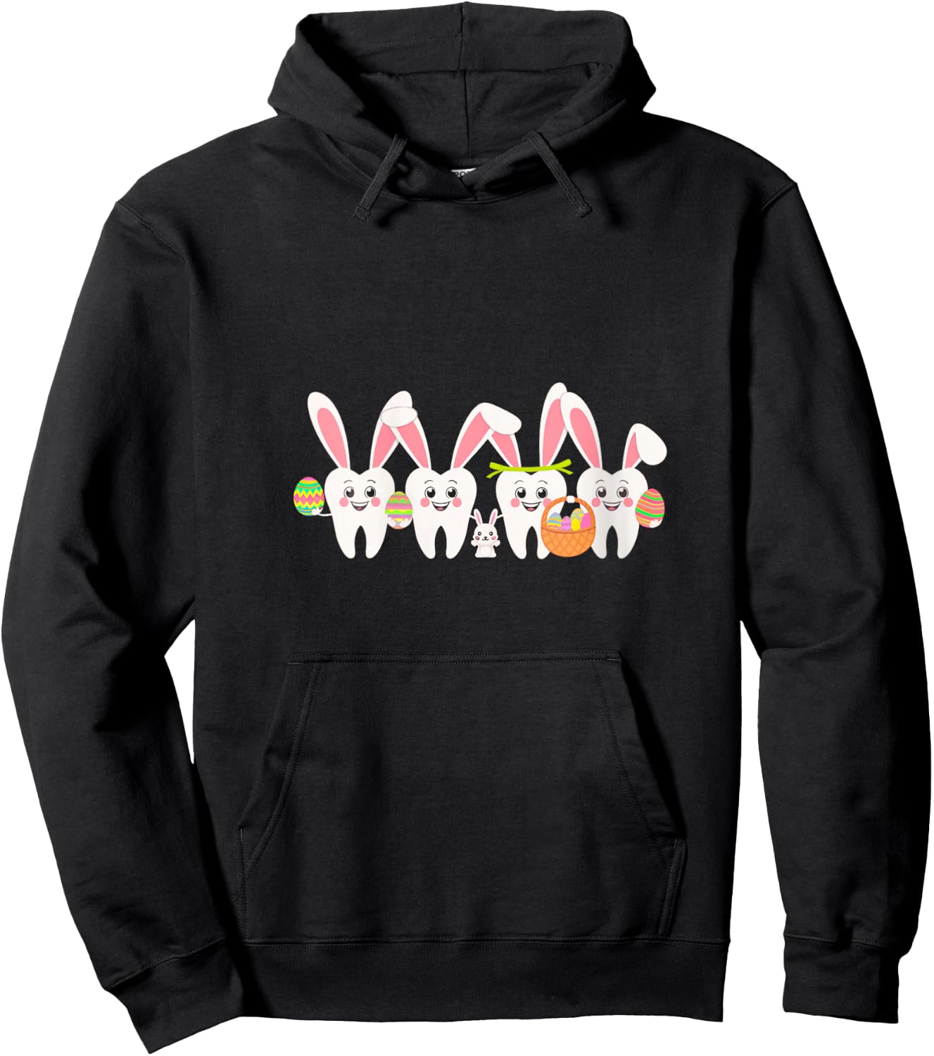 Women's Dental Assistant Teeth Easter Dental Squad Dentist Vibes V-Neck Hoodie - Hoodie | Black