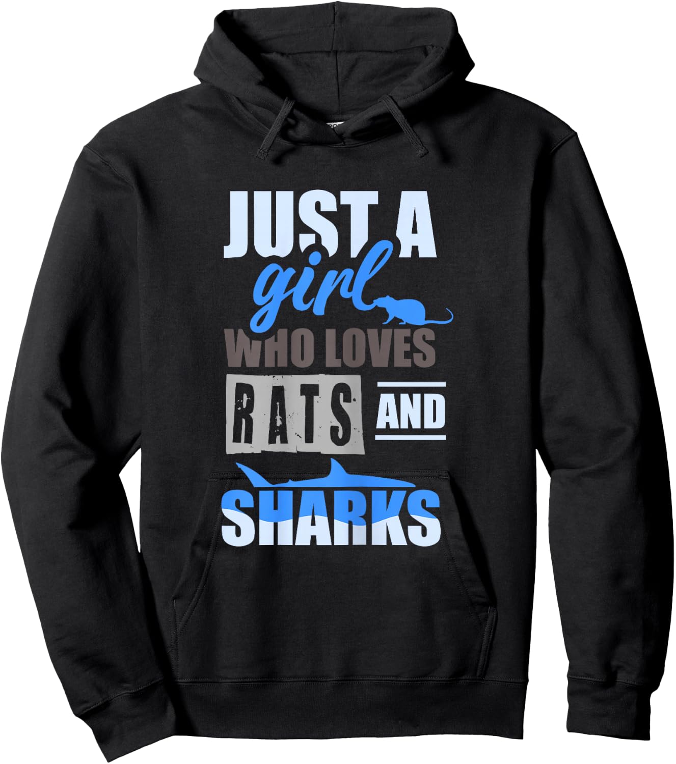 Just a girl who loves rats and sharks - Girl Shark Rat Hoodie - Hoodie | Black