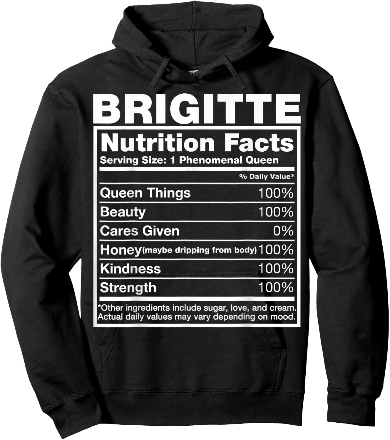 Brigitte Nutrition Facts Brigitte Name Birthday Shirt Hoodie - Hoodie | Black