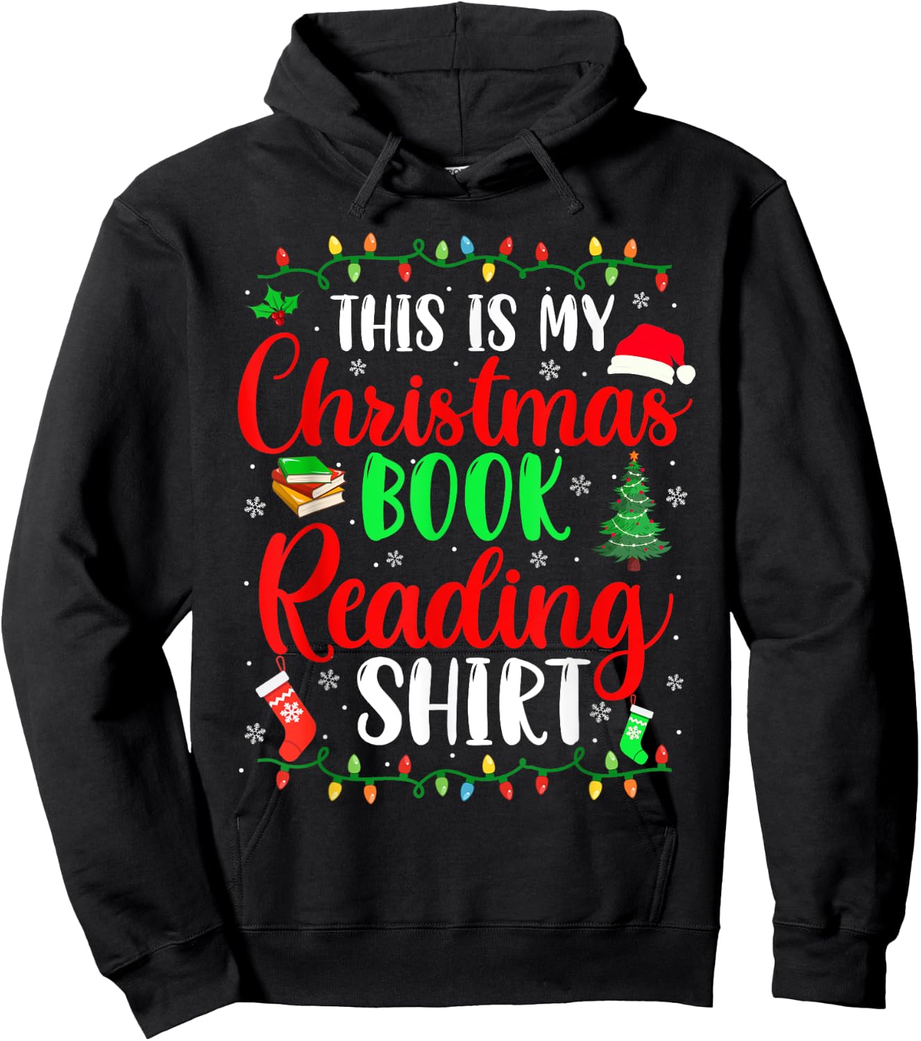 This Is My Christmas Pajama Book Reading Shirt Family Group Hoodie - Hoodie | Black