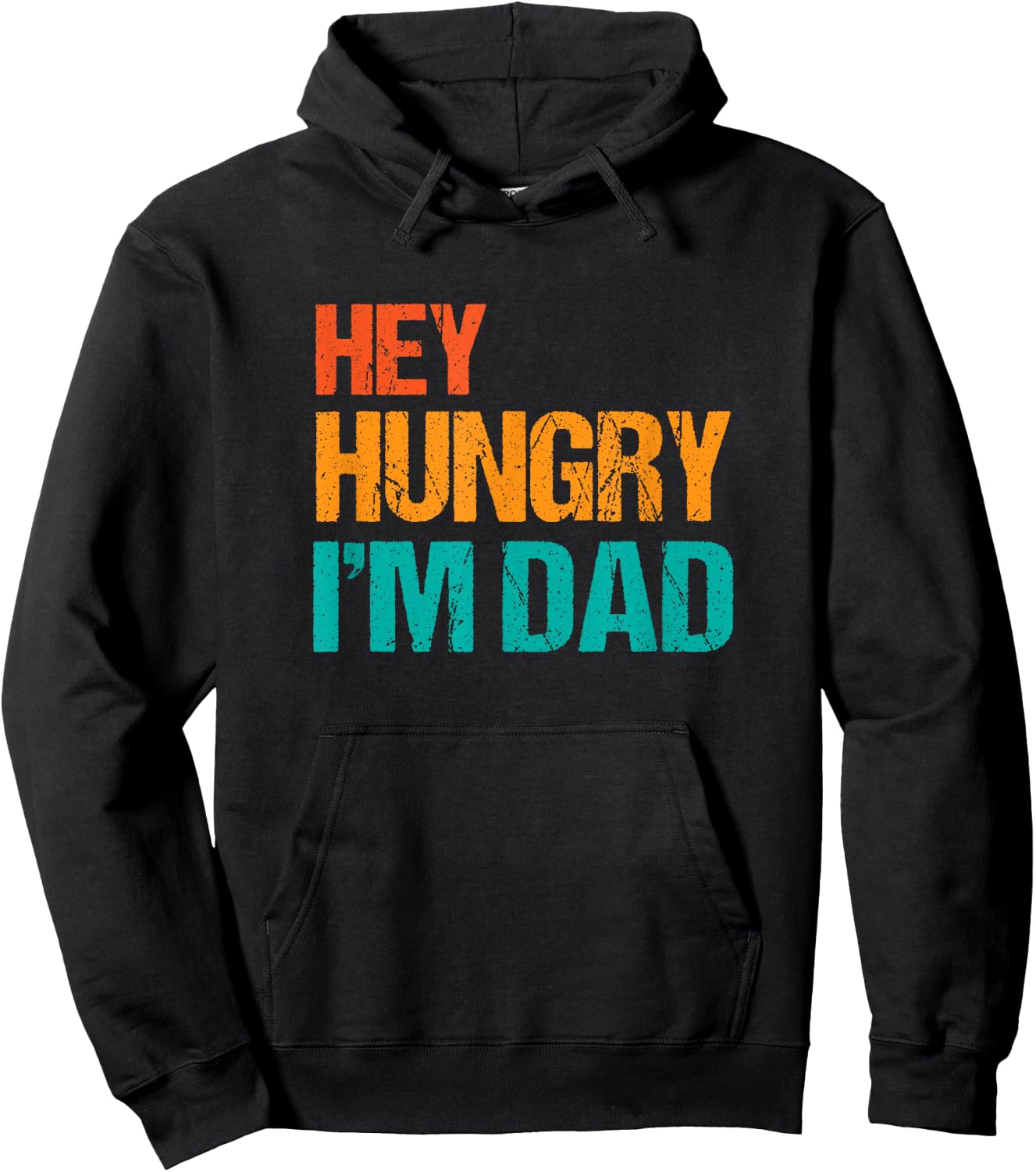 Hey Hungry I'm Dad Funny Father's Day Dad's Retro Hoodie - Hoodie | Black