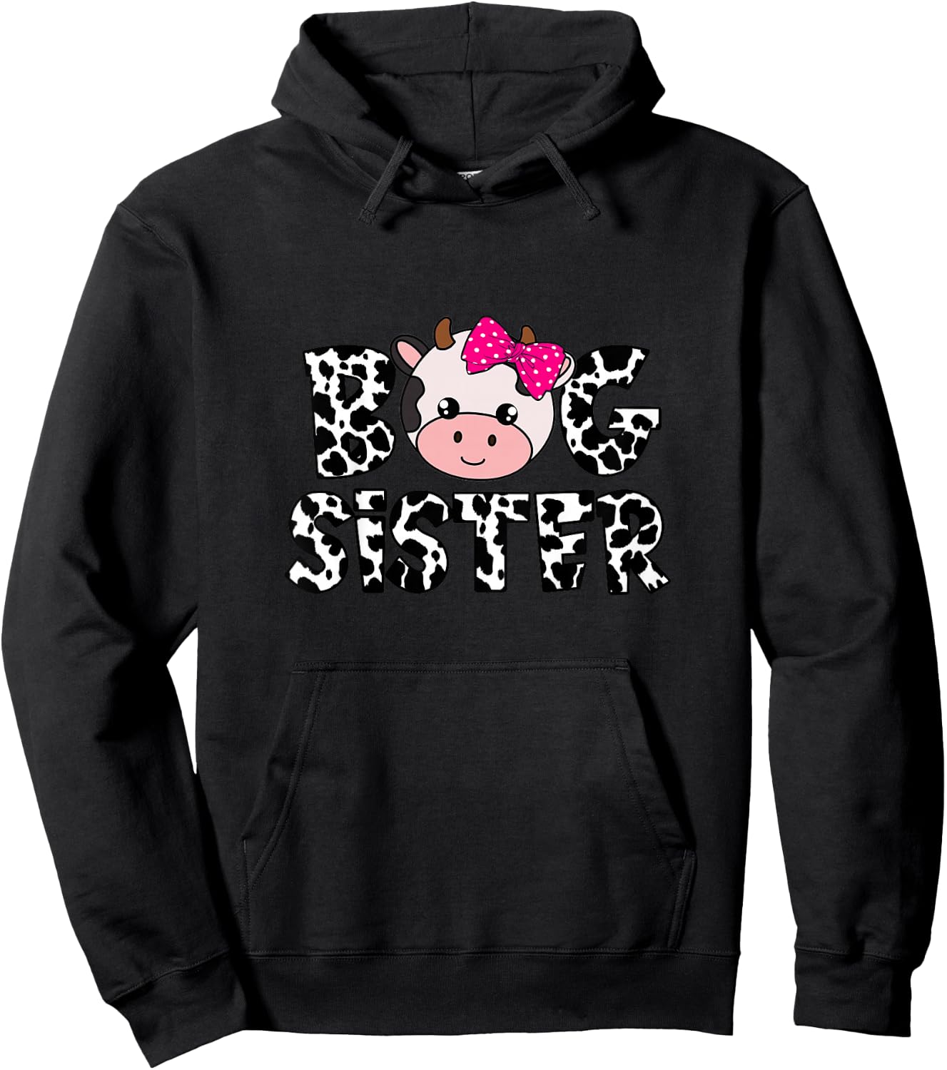 Big Sister Farm Life Cow Lover Big Sis Sibling Matching Hoodie - Hoodie | Black