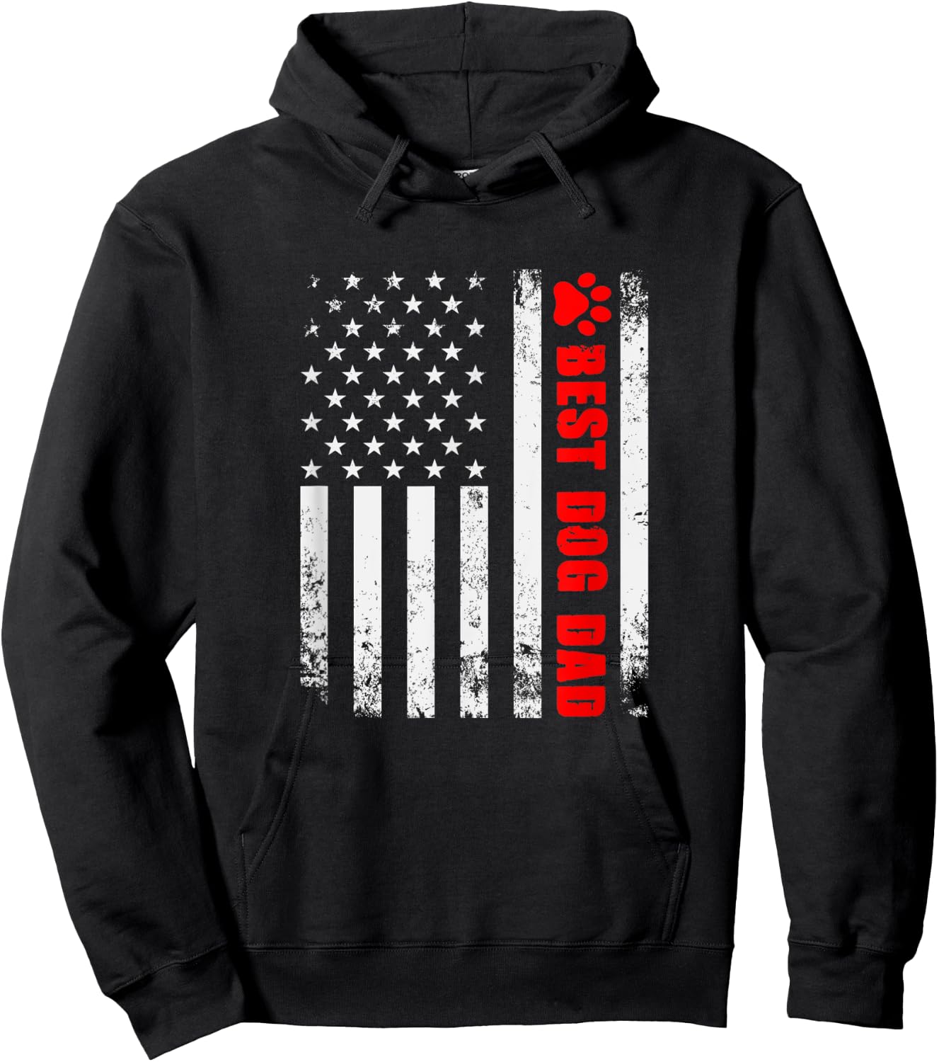 Dogs And Dog Dad American Flag USA Friends Father Men Hoodie - Hoodie | Black