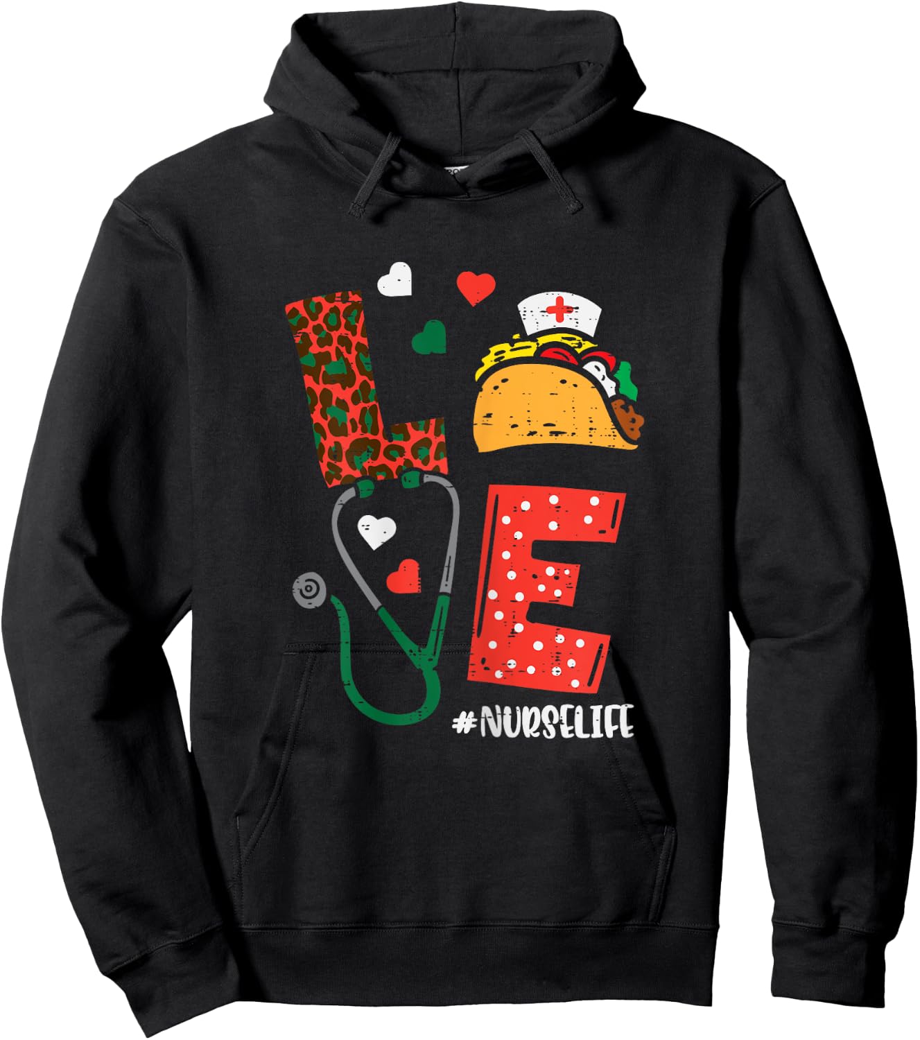 Love Nurselife Taco Cinco De Mayo Nurse Women Scrub Top Hoodie - Hoodie | Black