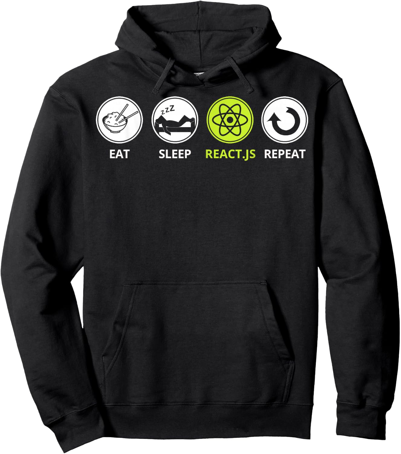 Funny Javascript - Eat Sleep React.js Repeat Hoodie - Hoodie | Black