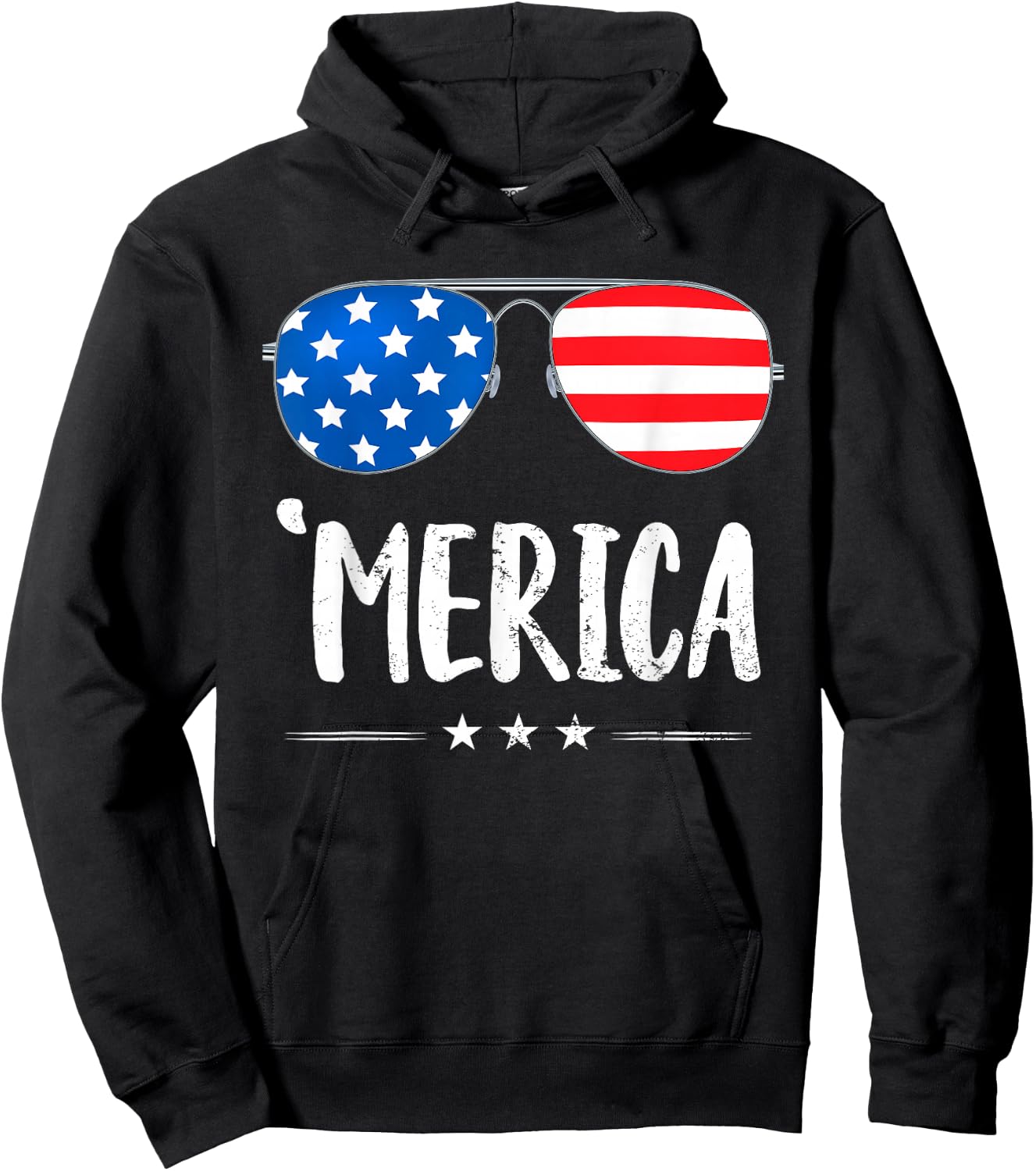 Merica Sunglasses 4th of July Boys Girls USA Flag Patriotic Hoodie - Hoodie | Black