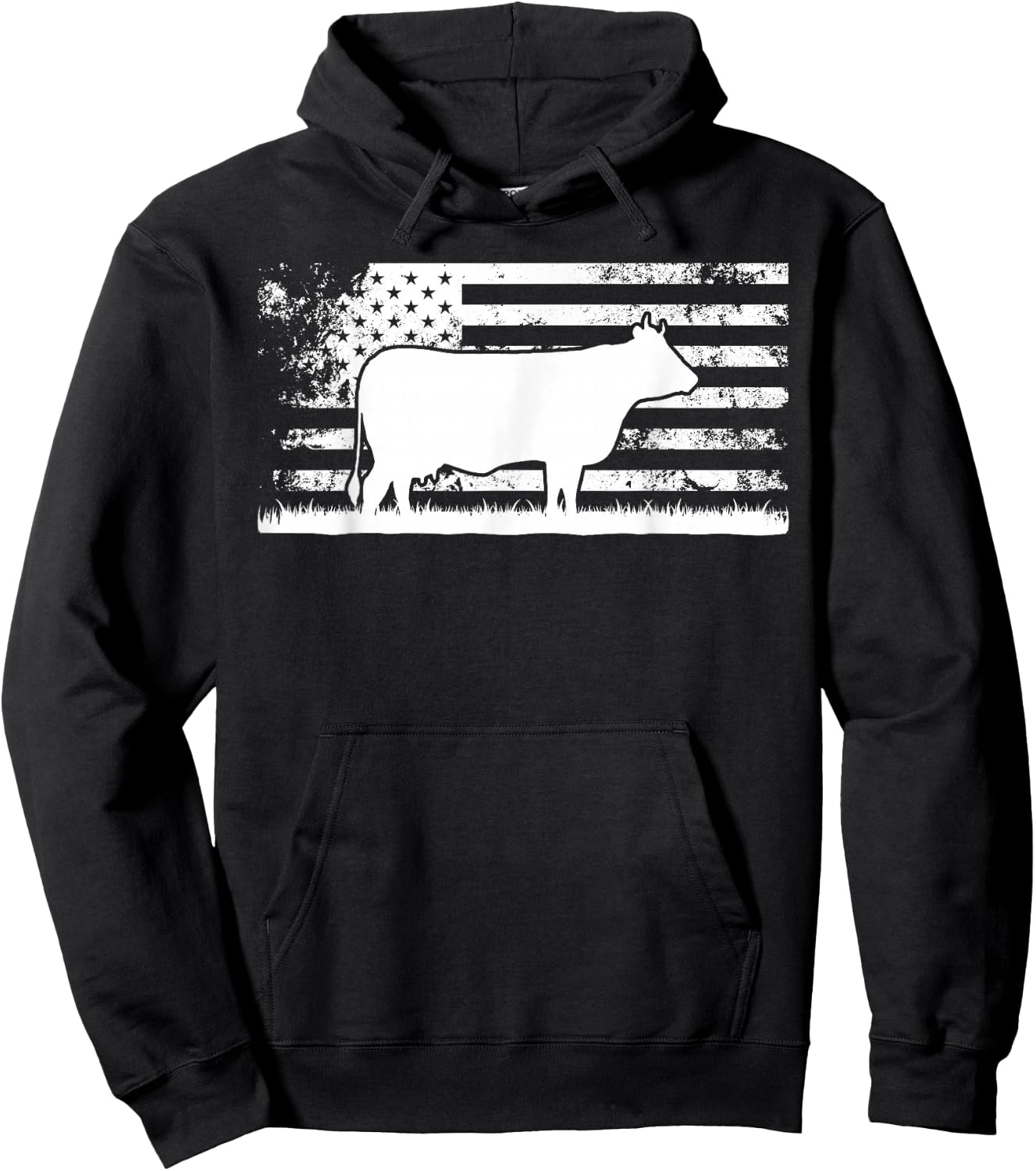 USA American Flag - America Cow Charolais Rancher Hoodie - Hoodie | Black