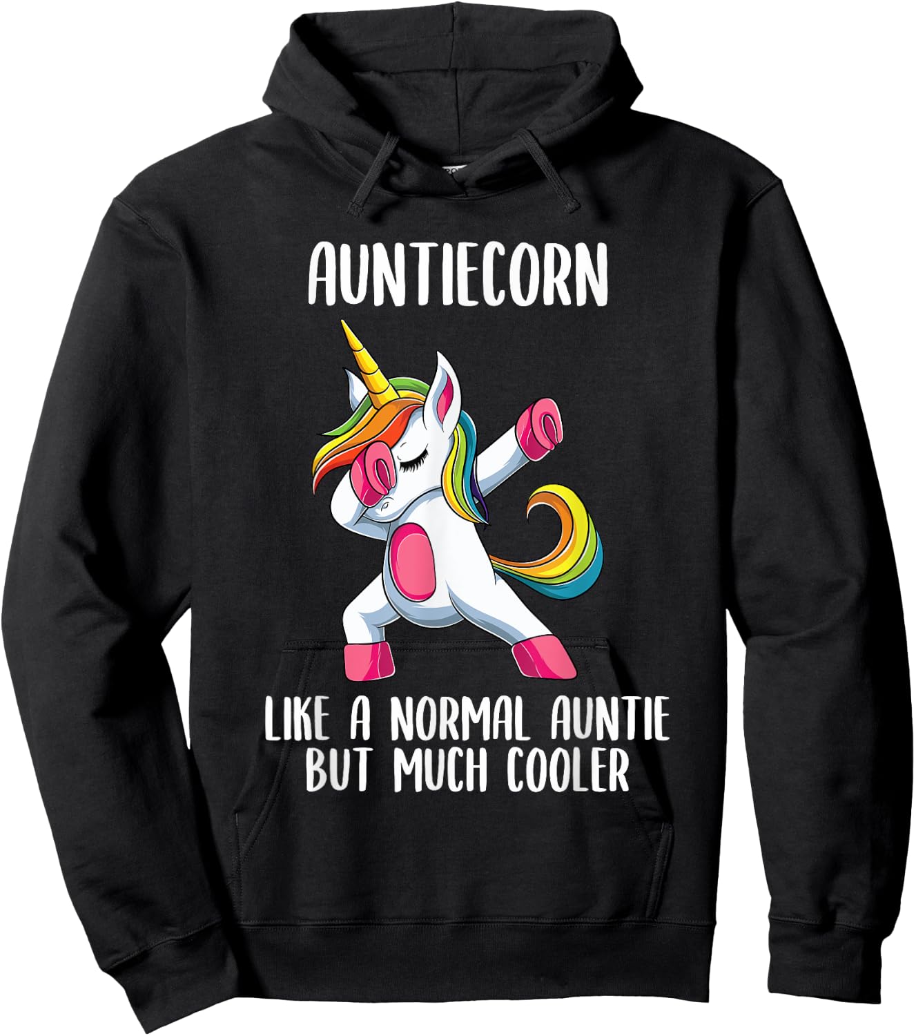 Unicorn Auntie Girl Birthday Party Apparel, AuntieCorn Cute Hoodie - Hoodie | Black