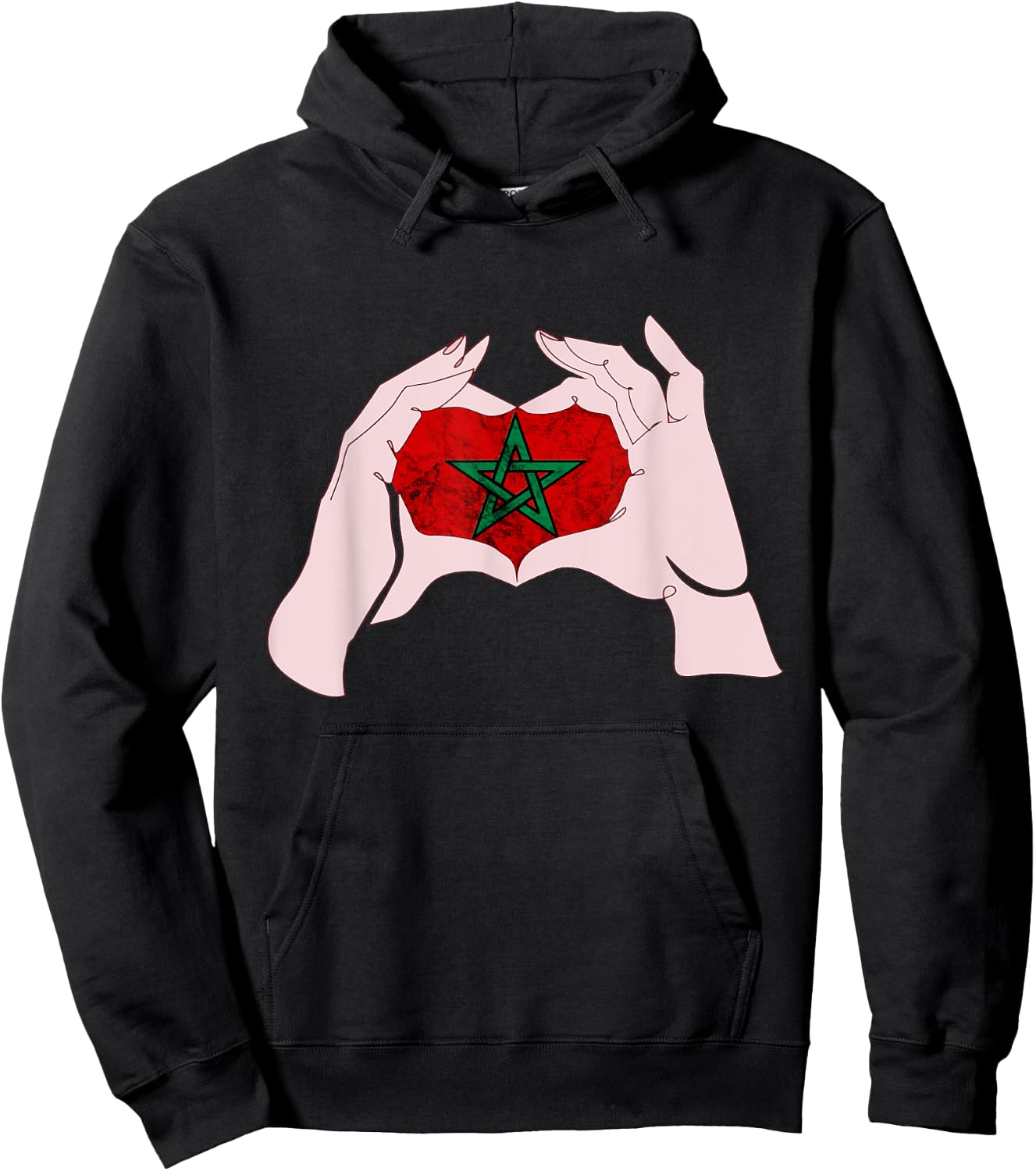 Morocco Heart Send Love Moroccan Flag Hand Moroccan Pride Hoodie - Hoodie | Black