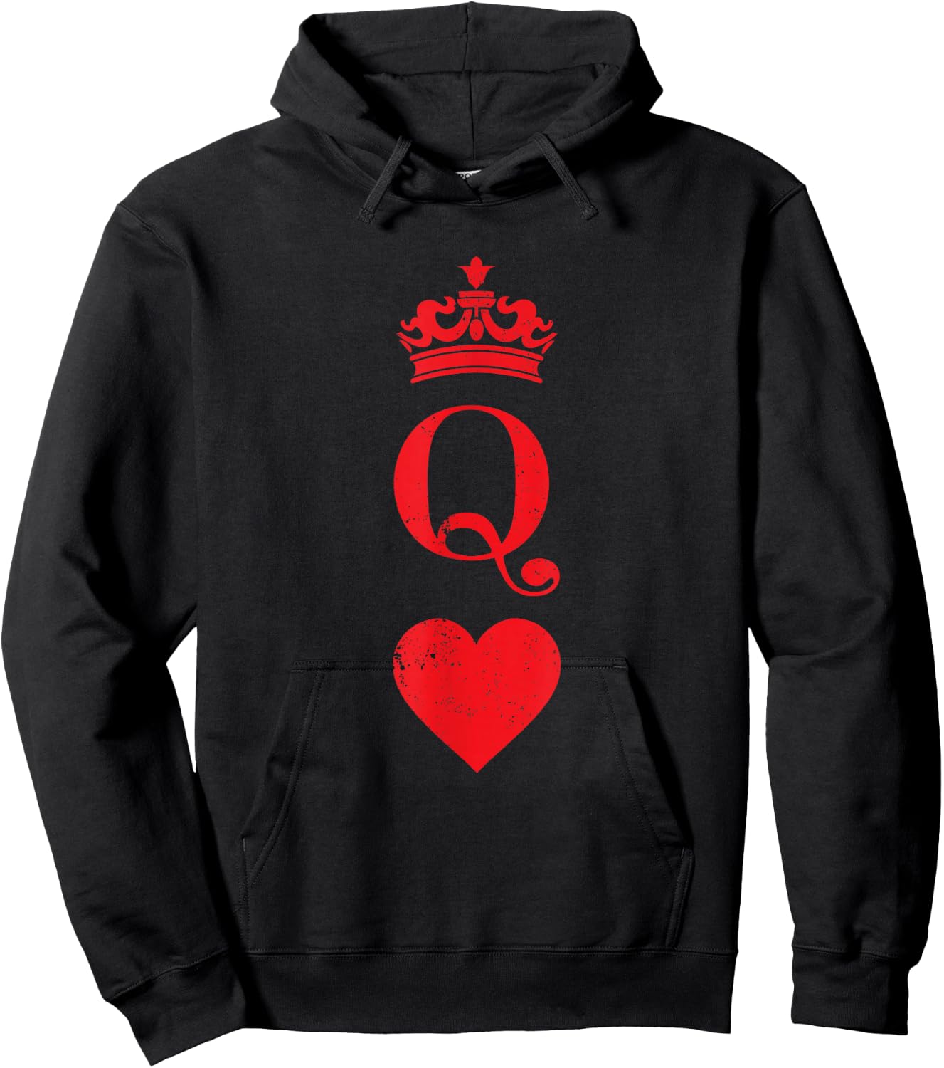 Queen of Hearts Vintage Poker Playing Cards Queen Hoodie - Hoodie | Black
