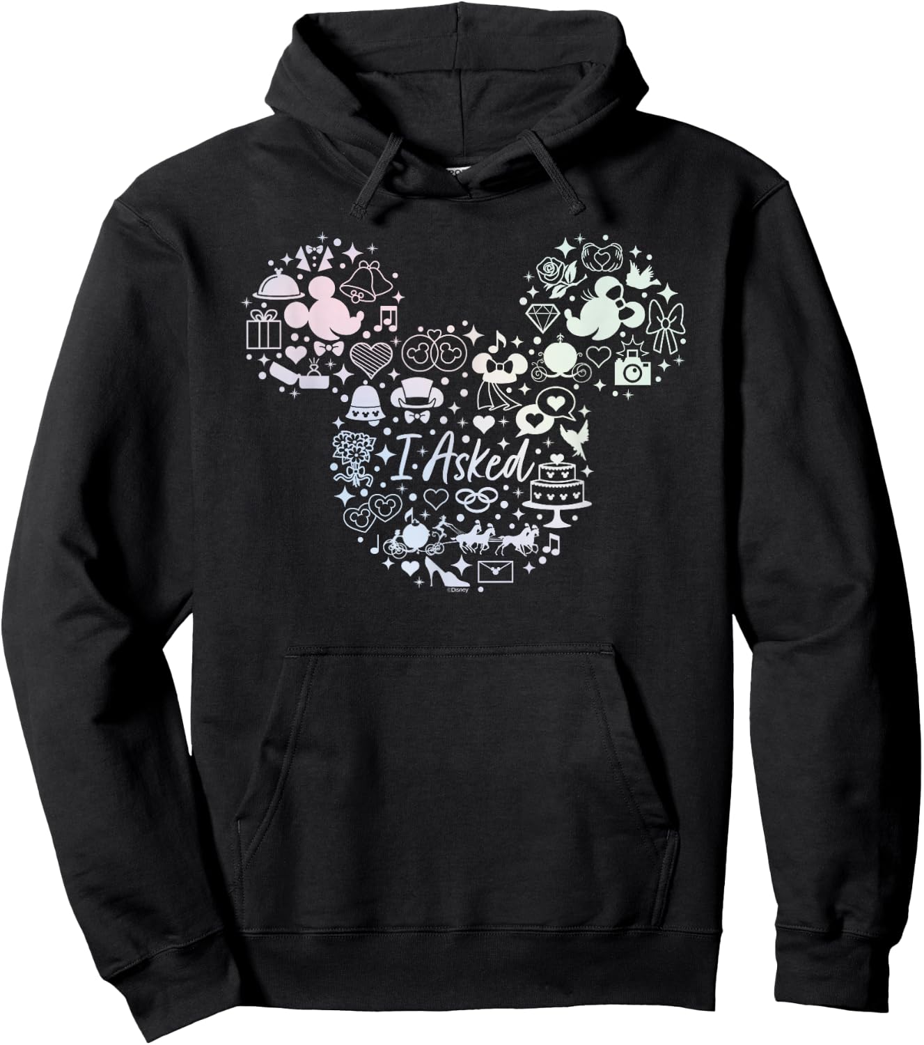Disney I Asked Engagement Proposal Mickey Head Icon Hoodie - Hoodie | Black