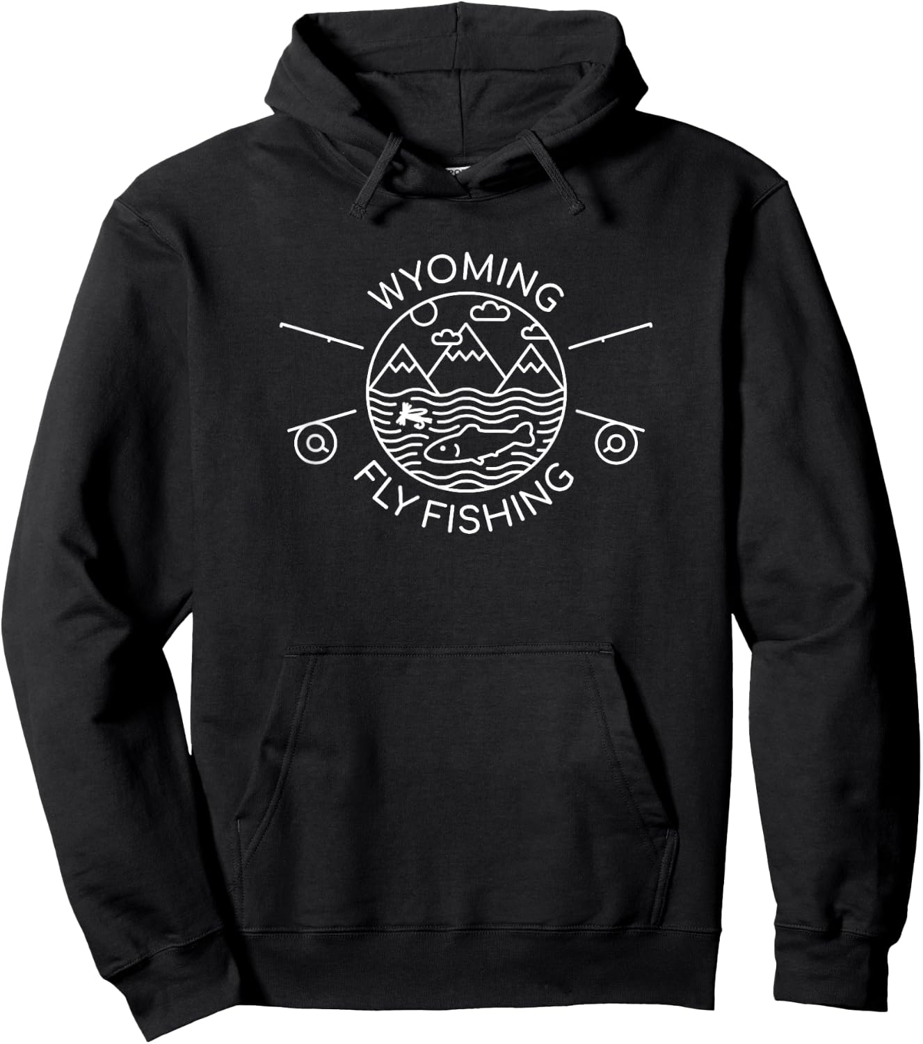Wyoming WY Fly Fishing Design, Classic, Retro Style Hoodie - Hoodie | Black