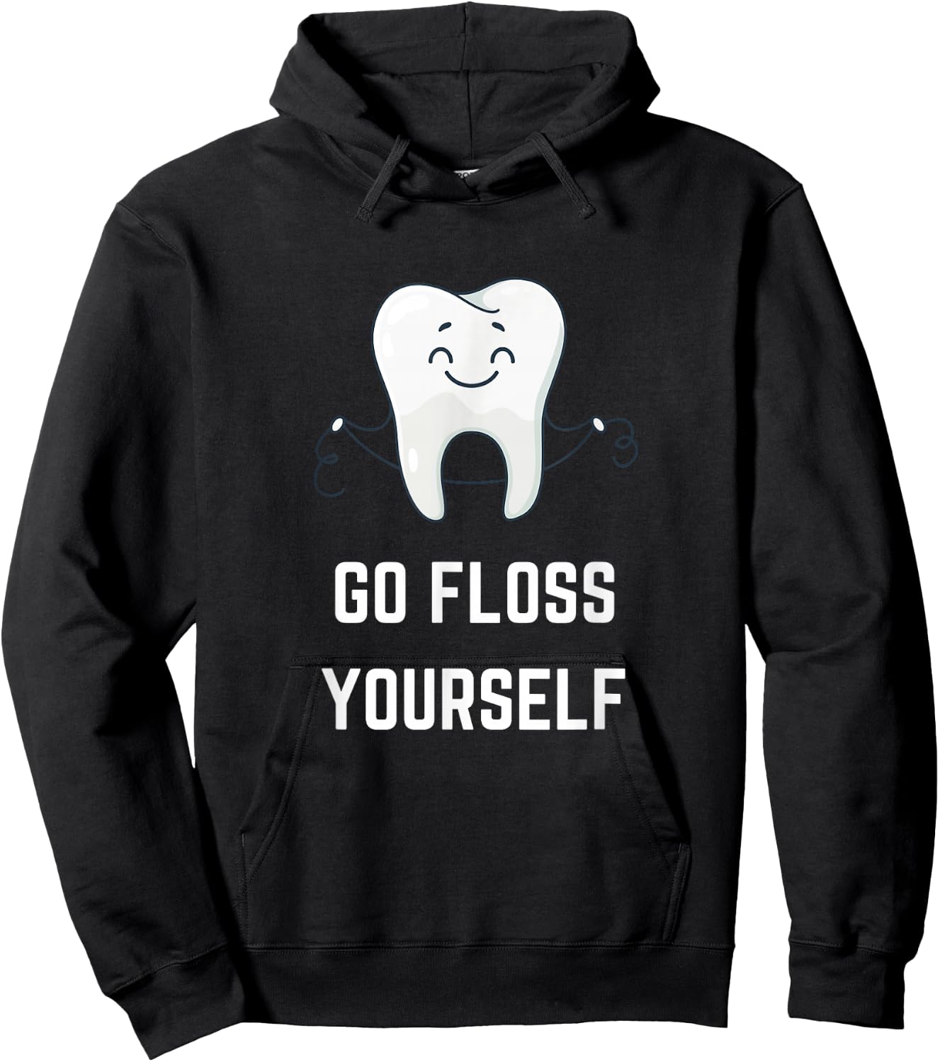 Go Floss Yourself Funny Dental Hygiene Dentist Joke Hoodie - Hoodie | Black