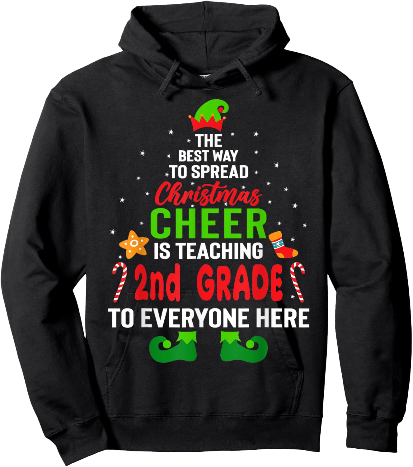 The Best Way to Spread Christmas Cheer Teaching 2nd Grade Hoodie - Hoodie | Black