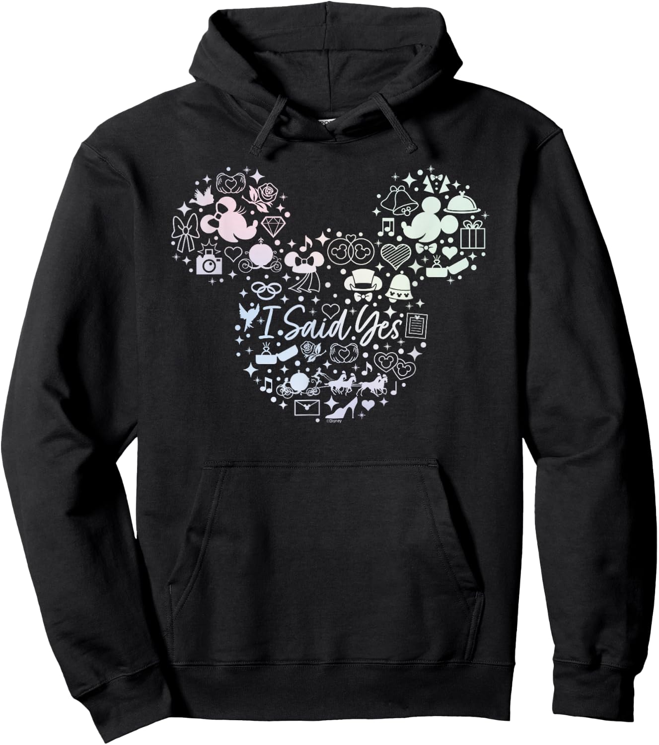 Disney I Said Yes Engagement Proposal Mickey Head Icon Hoodie - Hoodie | Black