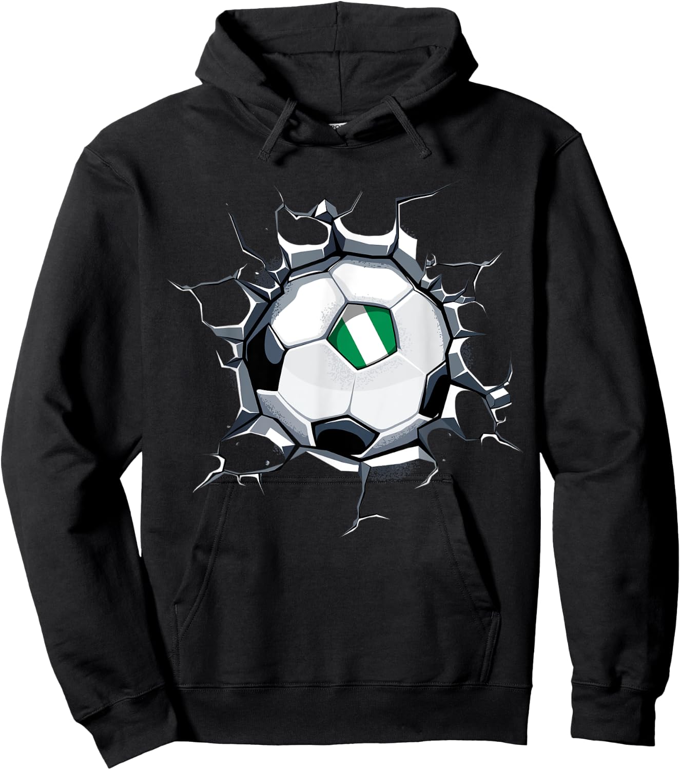 Nigeria Soccer Fans Jersey Nigerian Football Cracked Wall Hoodie - Hoodie | Black