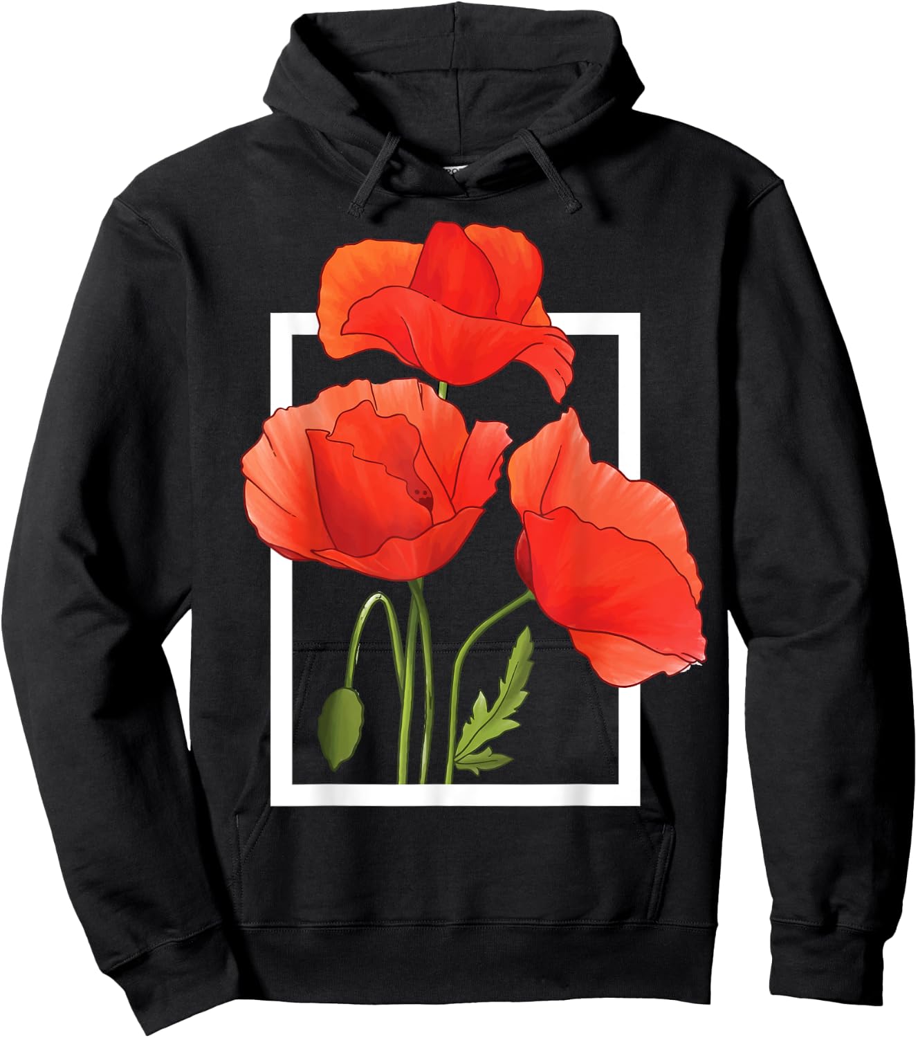 Poppy Flowers Hoodie - Hoodie | Black